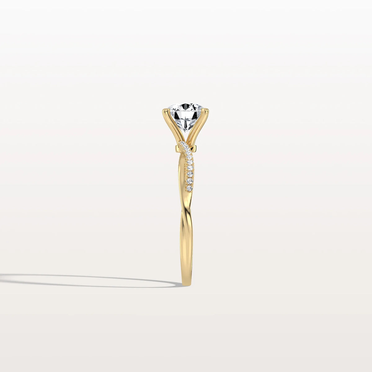 1CT Twisted Engagement Ring with Round Lab Grown Diamond - Rings