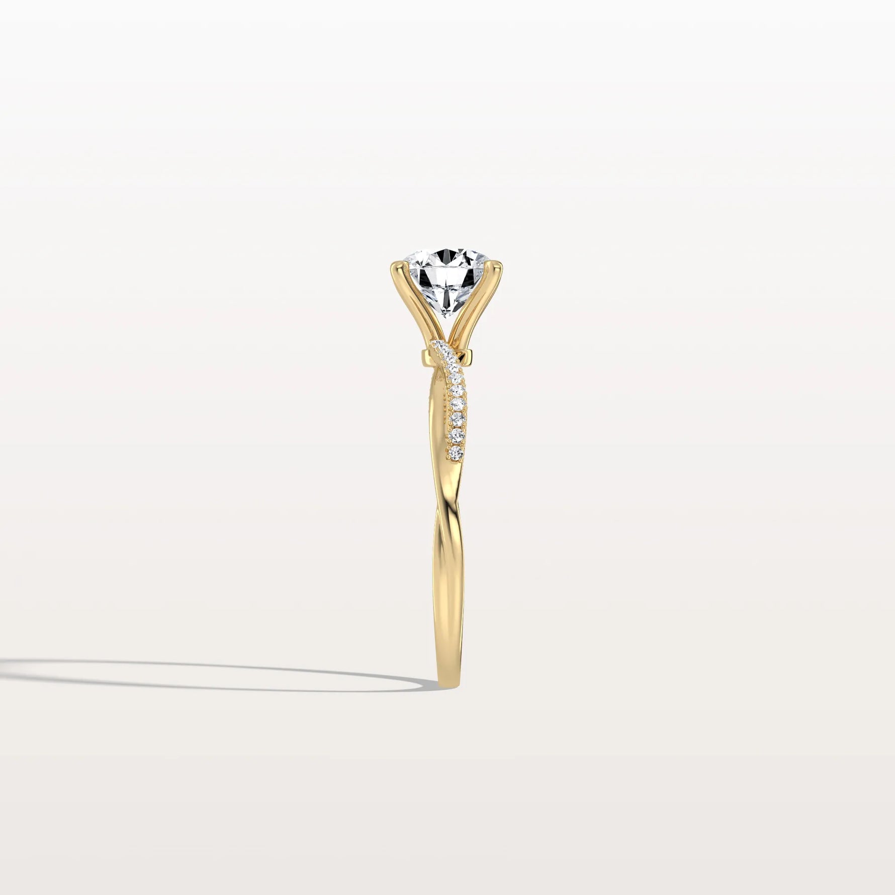 1CT Twisted Engagement Ring with Round Lab Grown Diamond - Rings