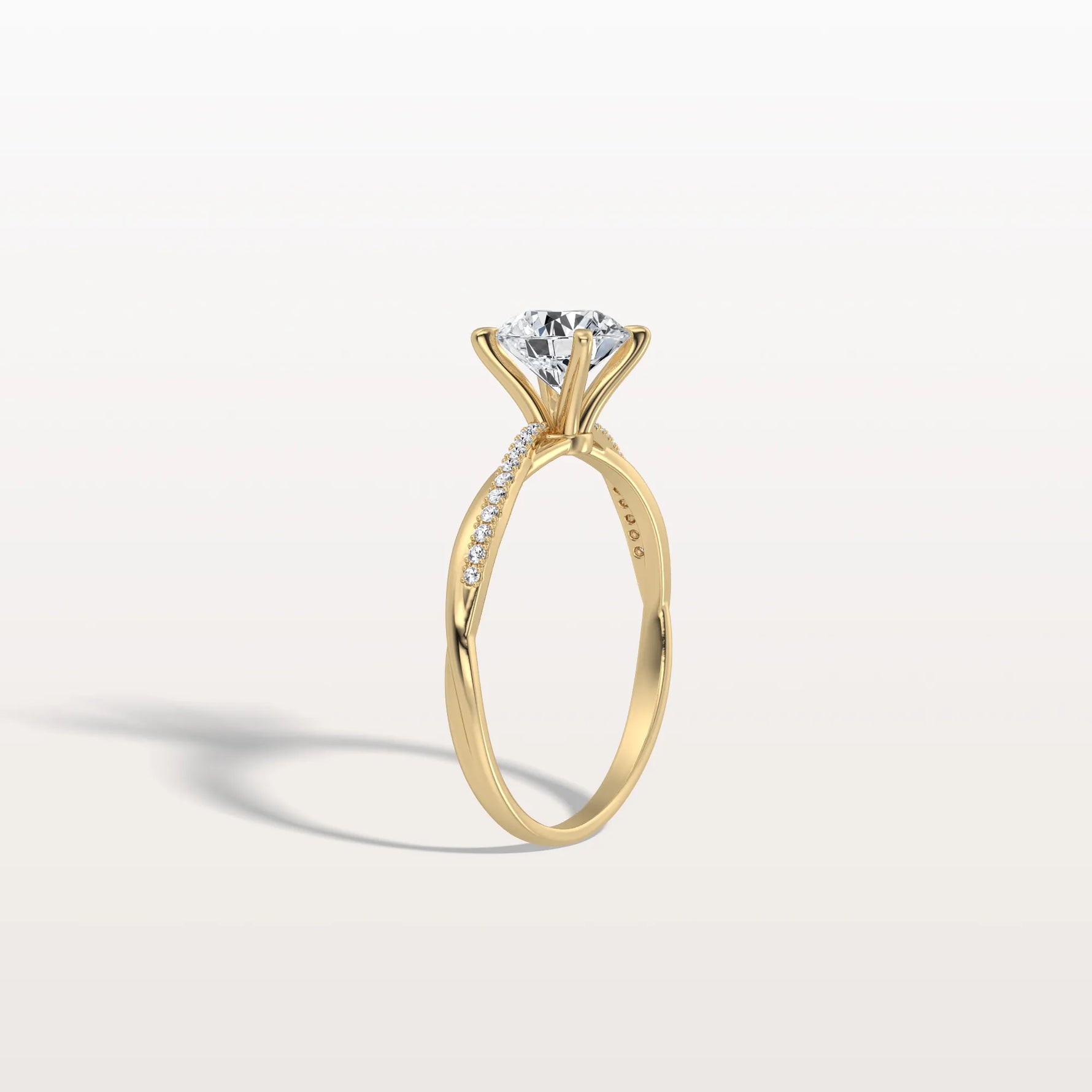 1CT Twisted Engagement Ring with Round Lab Grown Diamond - Rings