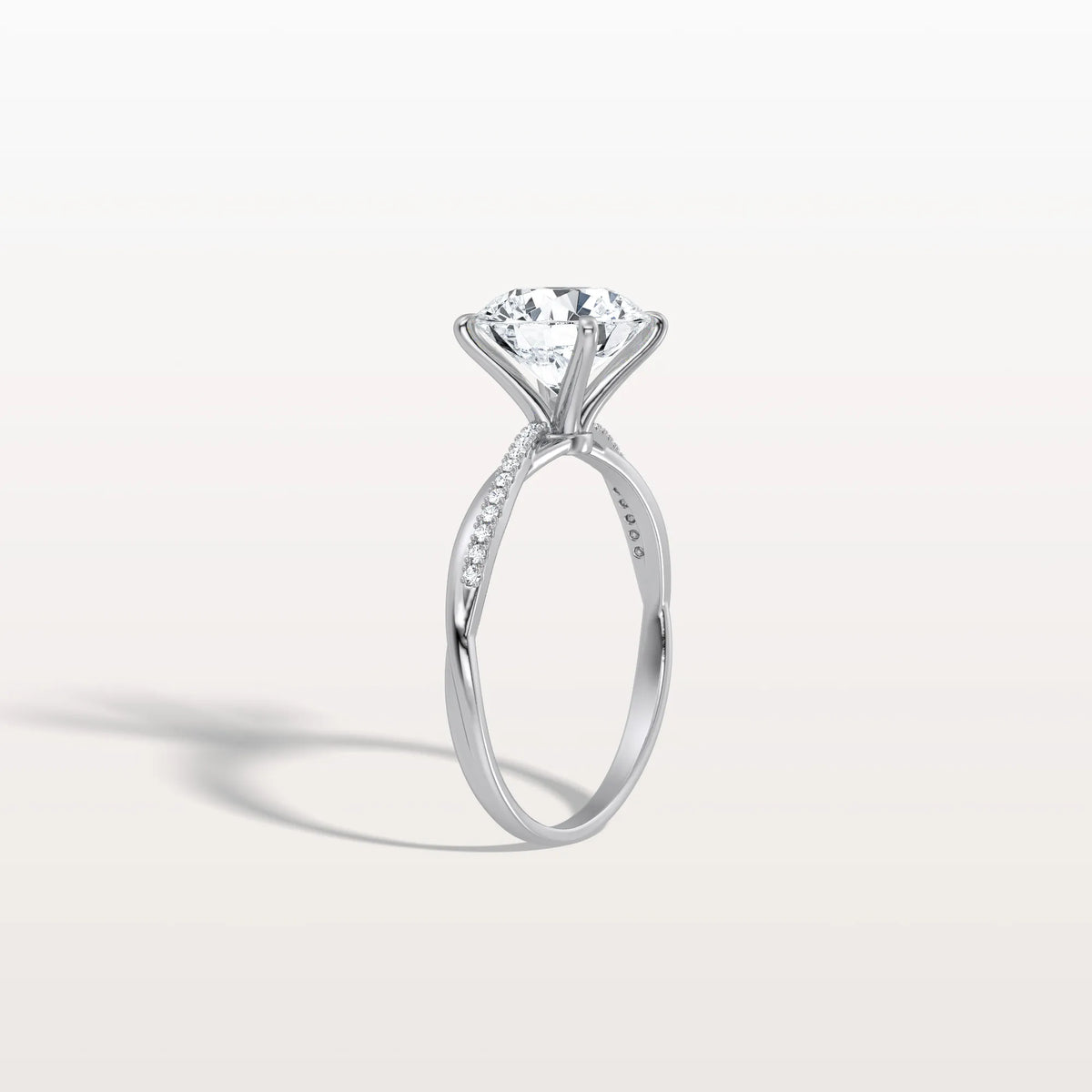 2CT Twisted Engagement Ring with Round Lab Grown Diamond - Rings