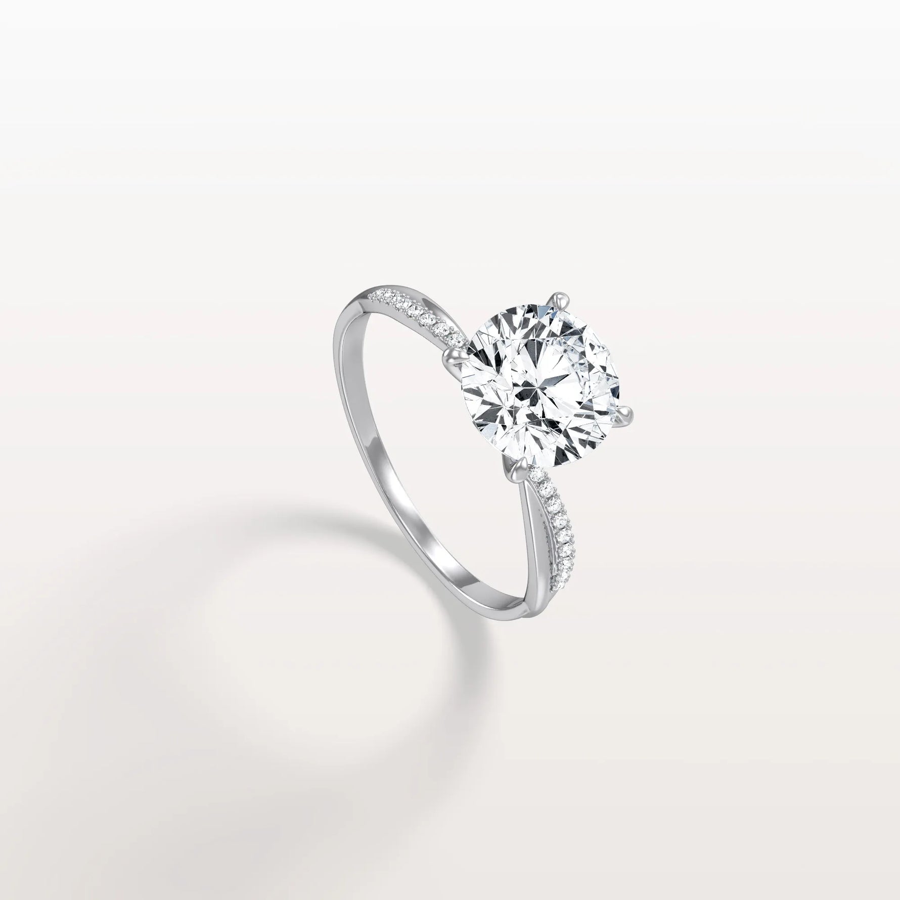 2CT Twisted Engagement Ring with Round Lab Grown Diamond - Rings