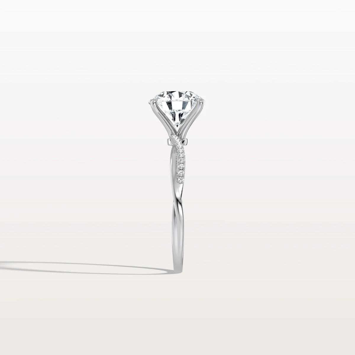 2CT Twisted Engagement Ring with Round Lab Grown Diamond - Rings