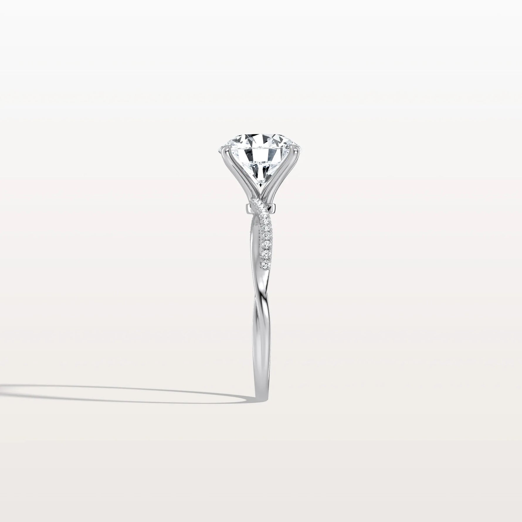 2CT Twisted Engagement Ring with Round Lab Grown Diamond - Rings