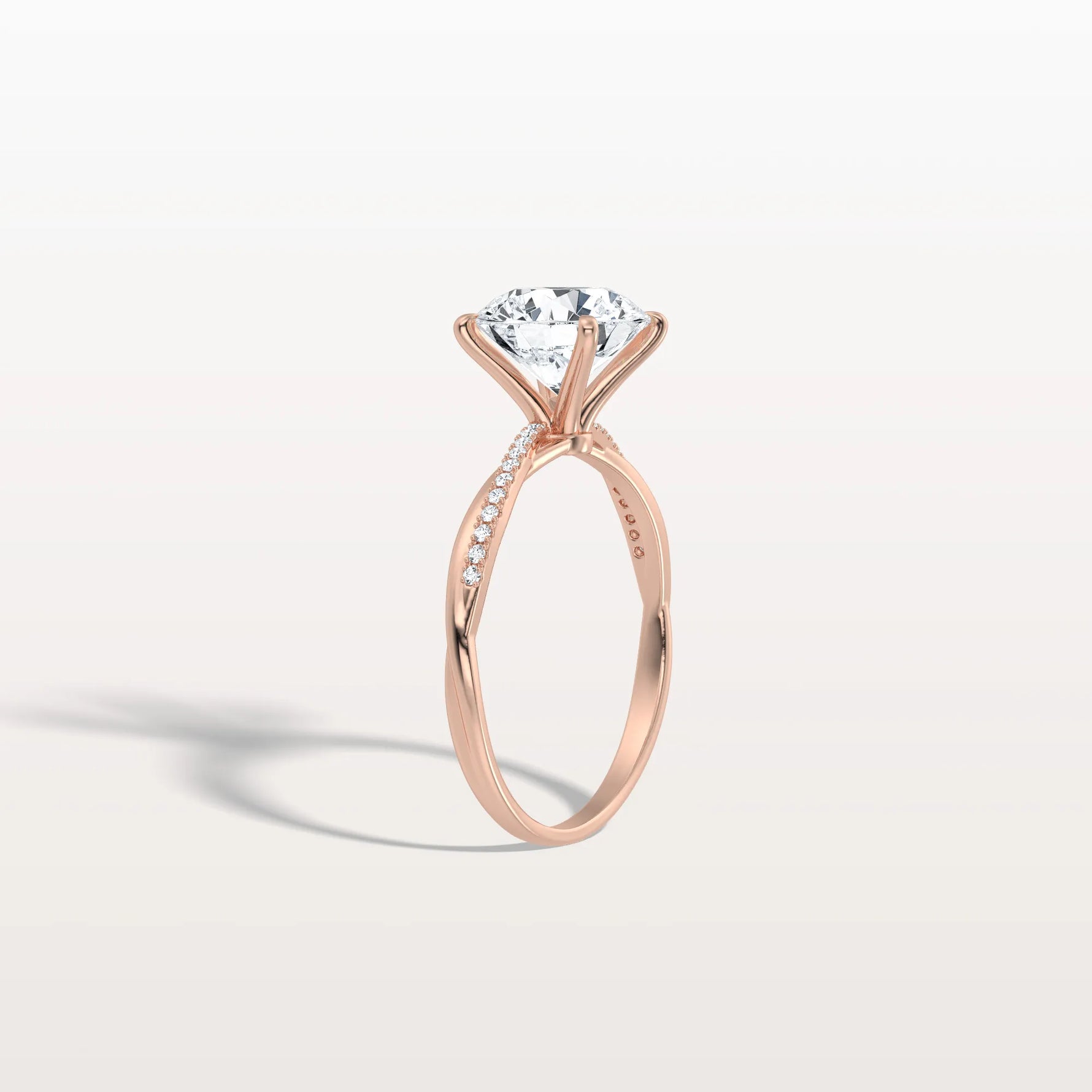 2CT Twisted Engagement Ring with Round Lab Grown Diamond - Rings