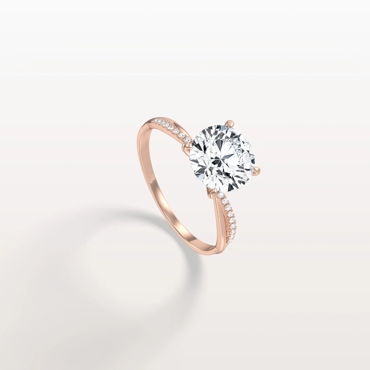 2CT Twisted Engagement Ring with Round Lab Grown Diamond - Rings