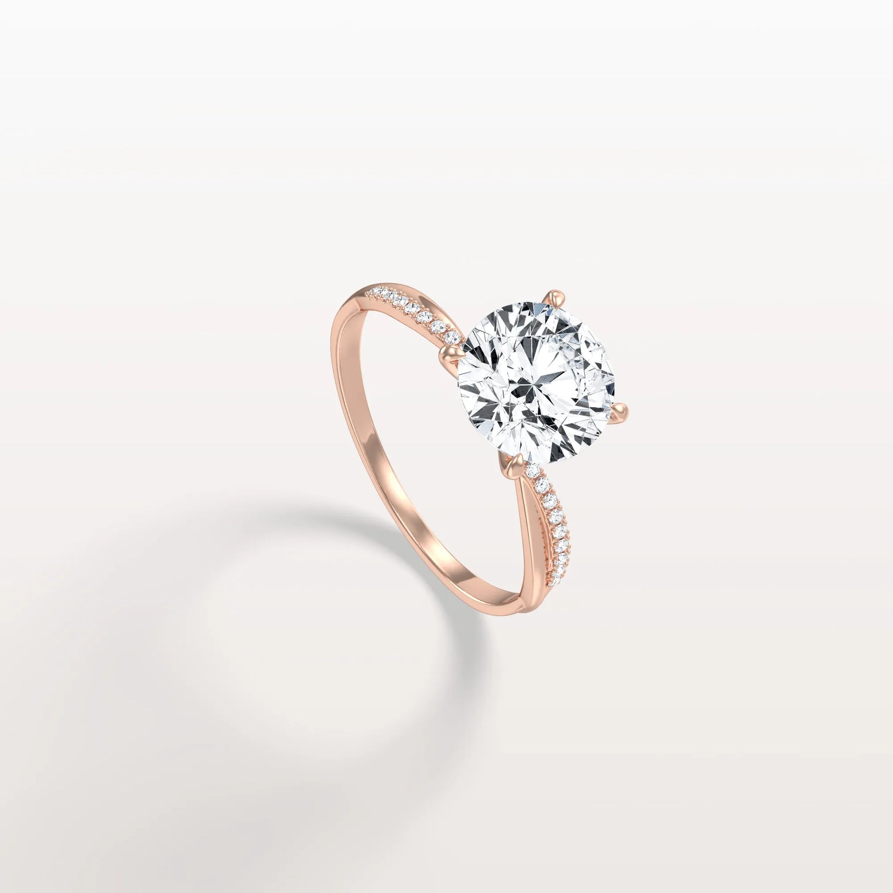 2CT Twisted Engagement Ring with Round Lab Grown Diamond - Rings