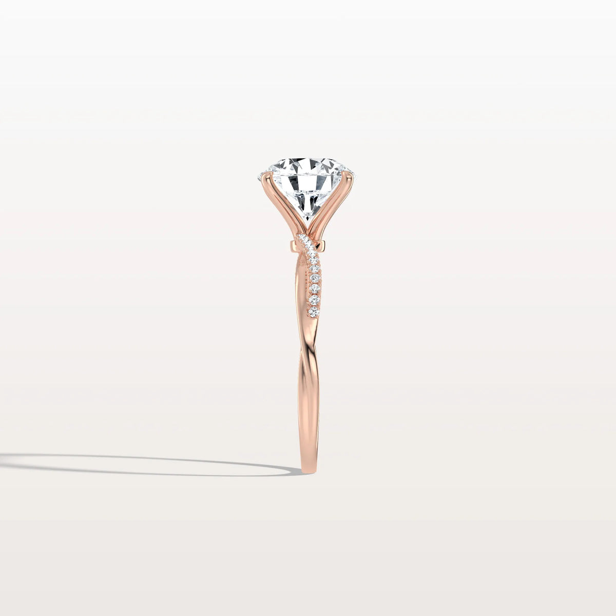 2CT Twisted Engagement Ring with Round Lab Grown Diamond - Rings