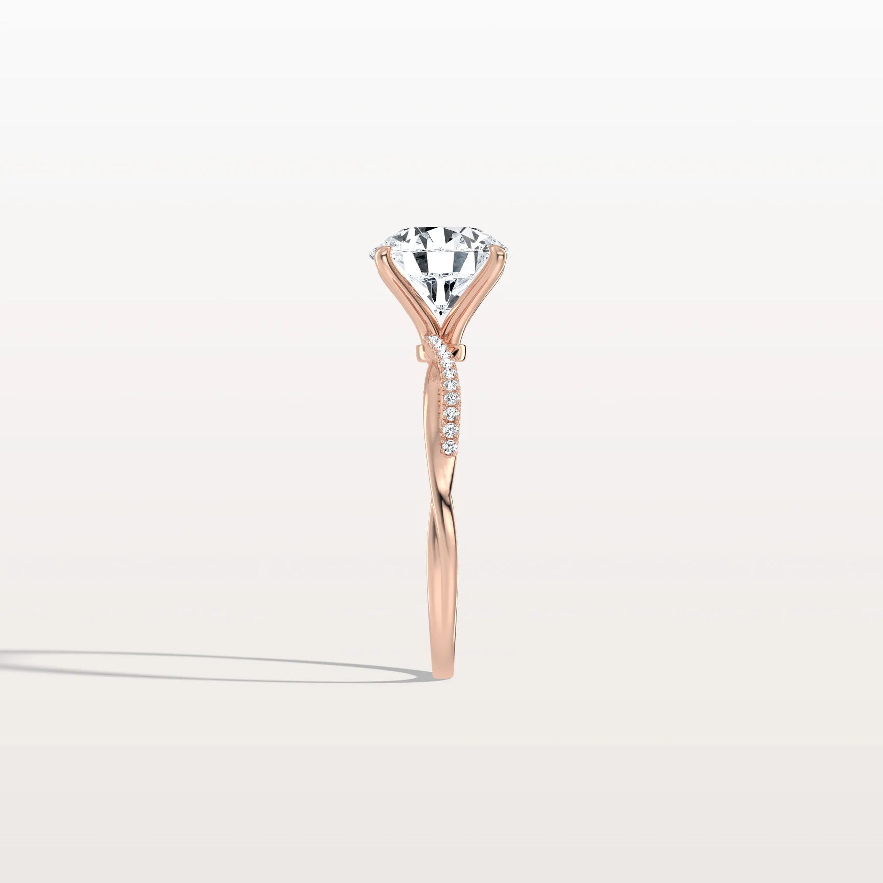 2CT Twisted Engagement Ring with Round Lab Grown Diamond - Rings