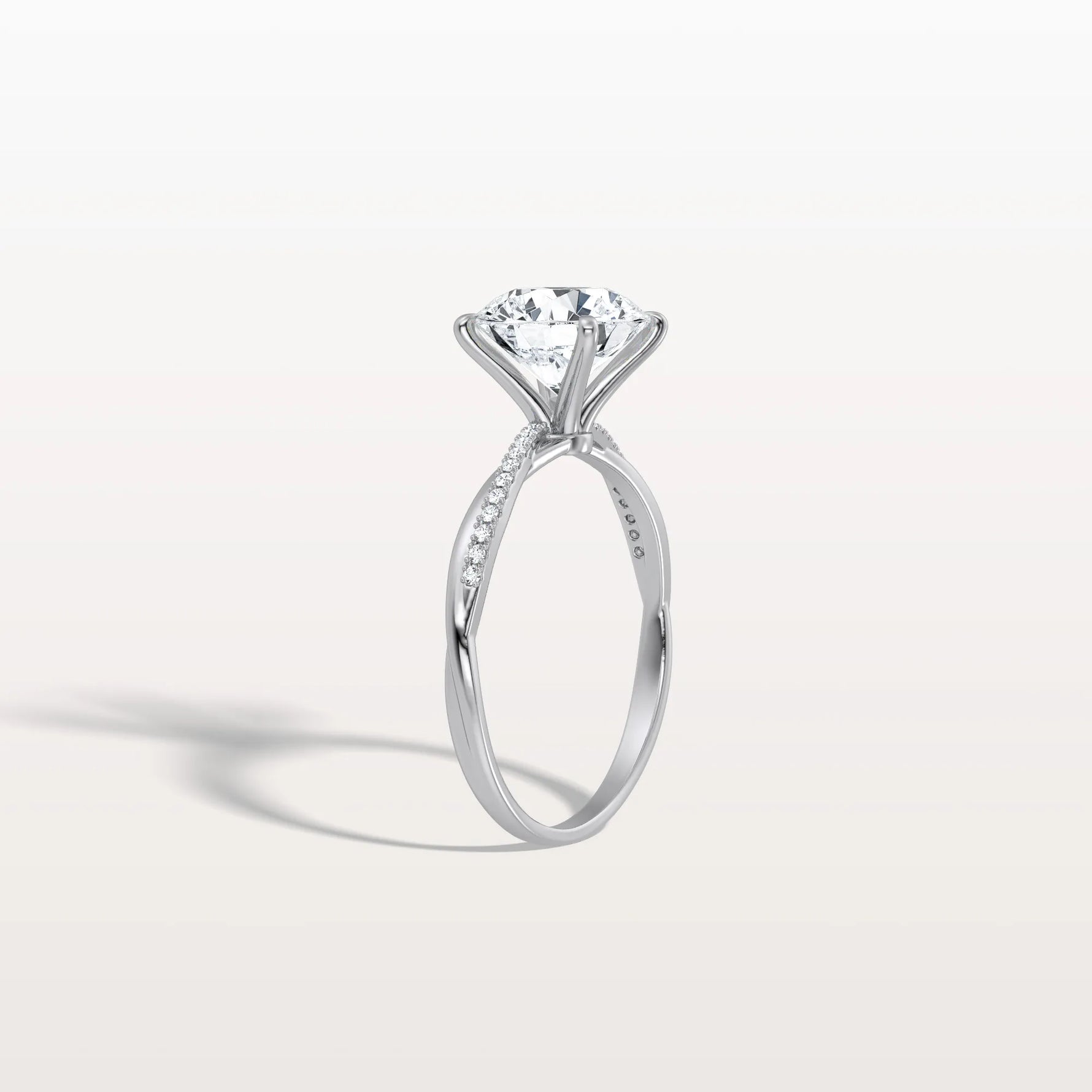 2CT Twisted Engagement Ring with Round Lab Grown Diamond - Rings