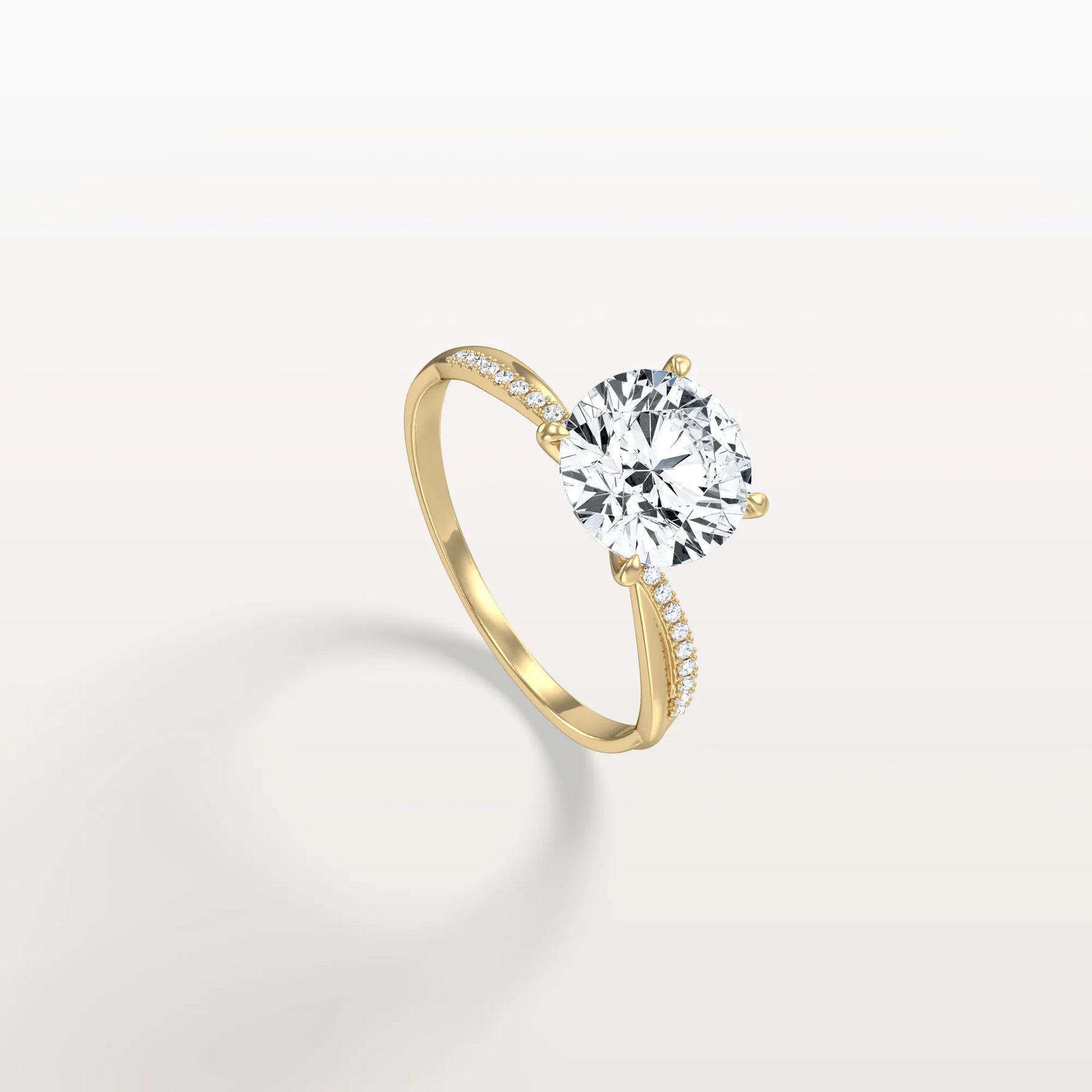 2CT Twisted Engagement Ring with Round Lab Grown Diamond - Rings