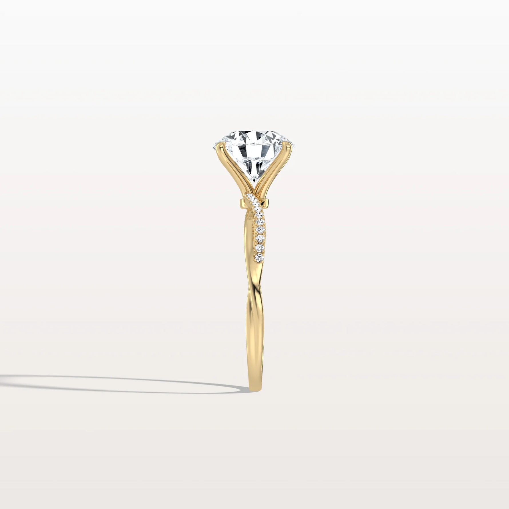 2CT Twisted Engagement Ring with Round Lab Grown Diamond - Rings