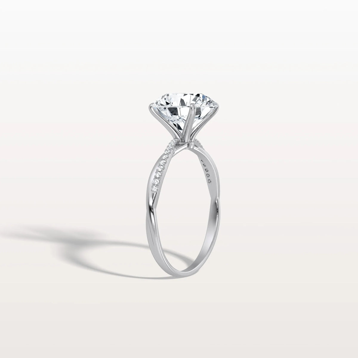 3CT Twisted Engagement Ring with Round Lab Grown Diamond - Rings