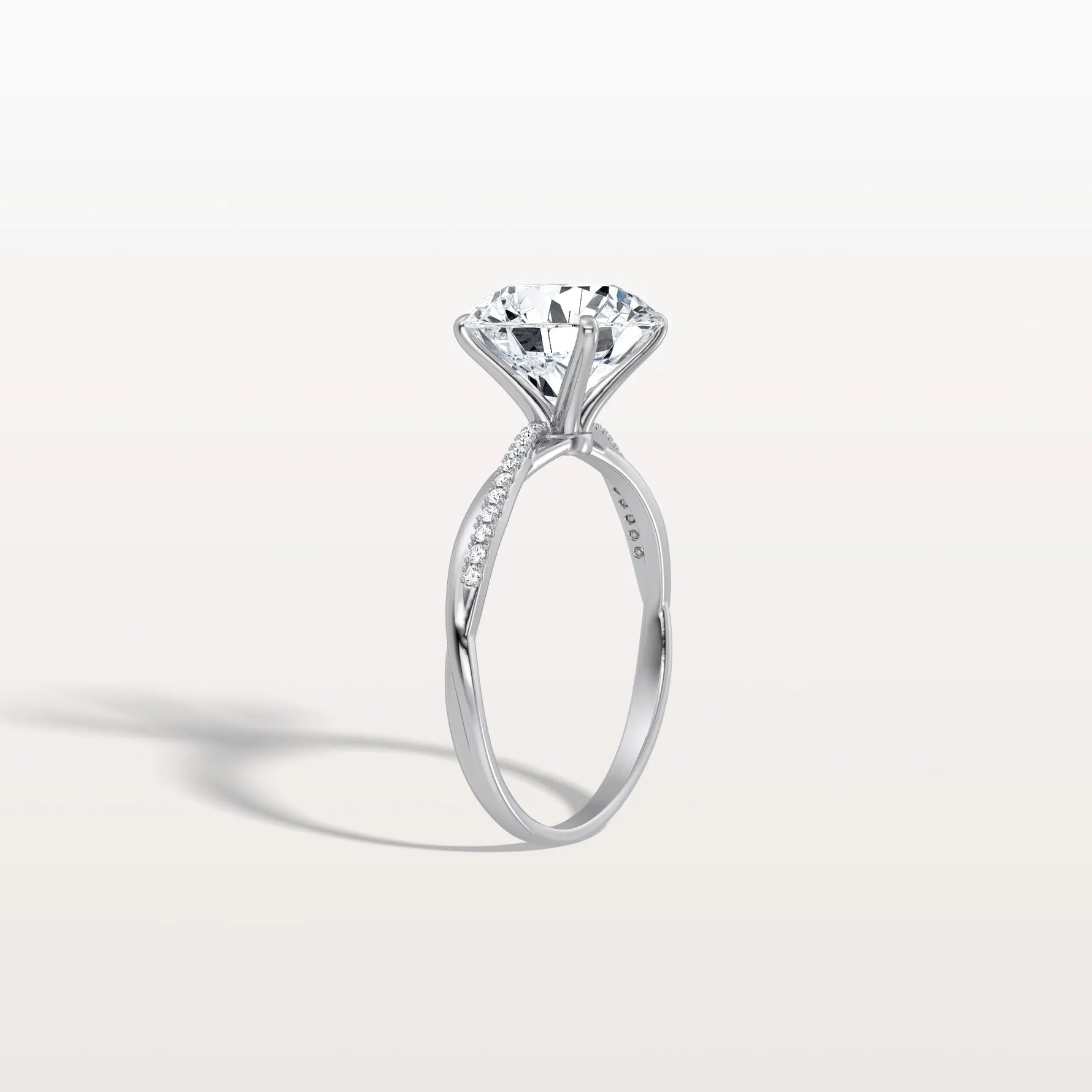 3CT Twisted Engagement Ring with Round Lab Grown Diamond - Rings