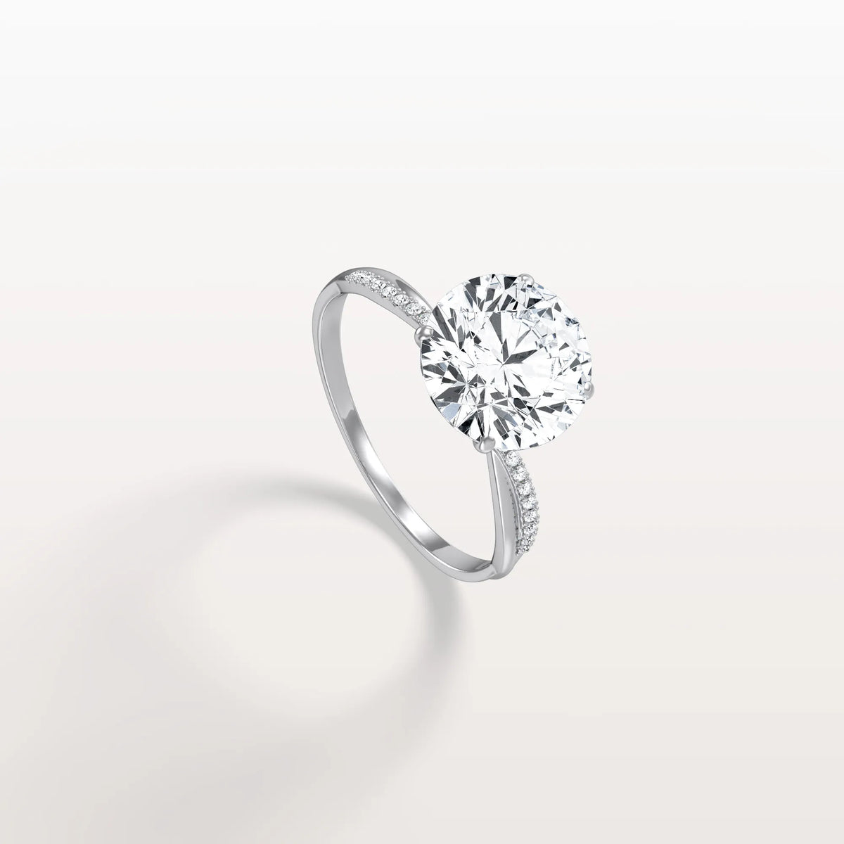 3CT Twisted Engagement Ring with Round Lab Grown Diamond - Rings