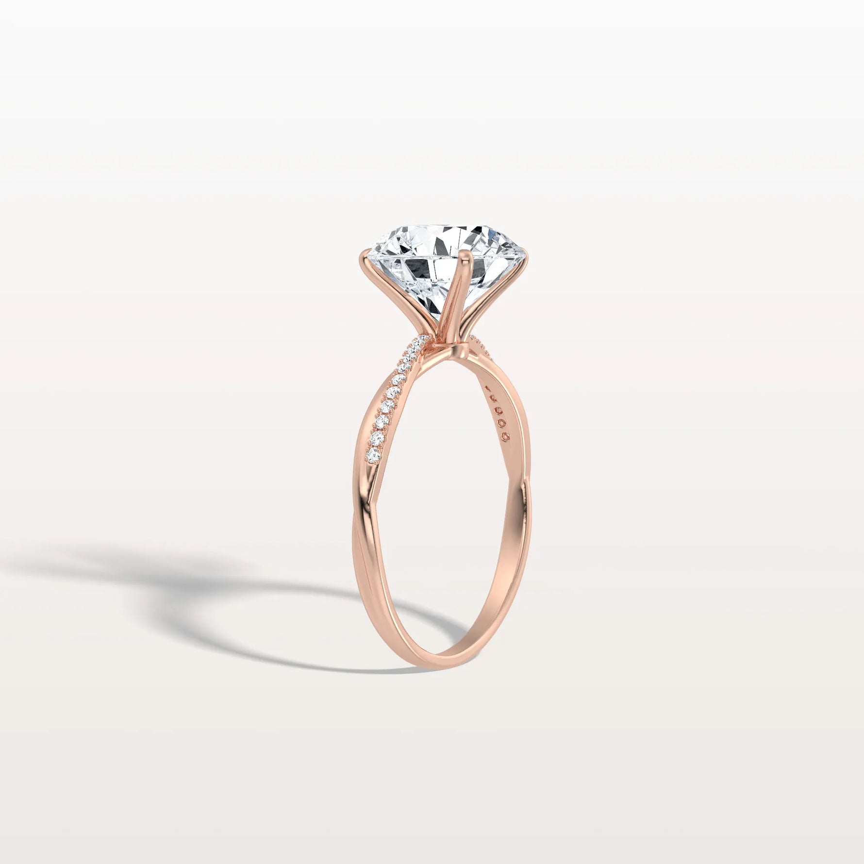 3CT Twisted Engagement Ring with Round Lab Grown Diamond - Rings