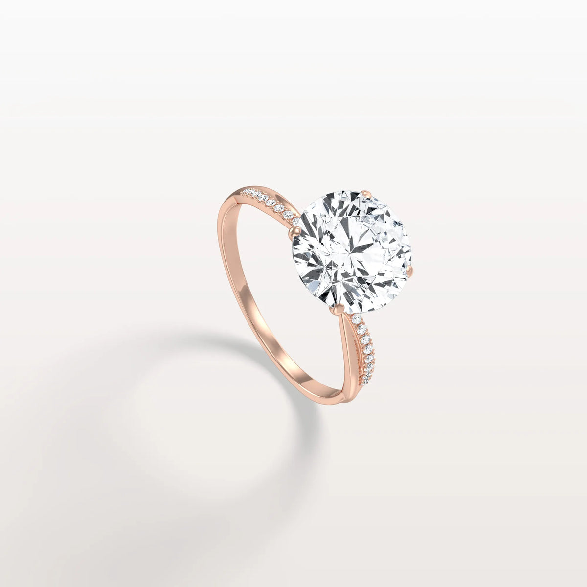 3CT Twisted Engagement Ring with Round Lab Grown Diamond - Rings