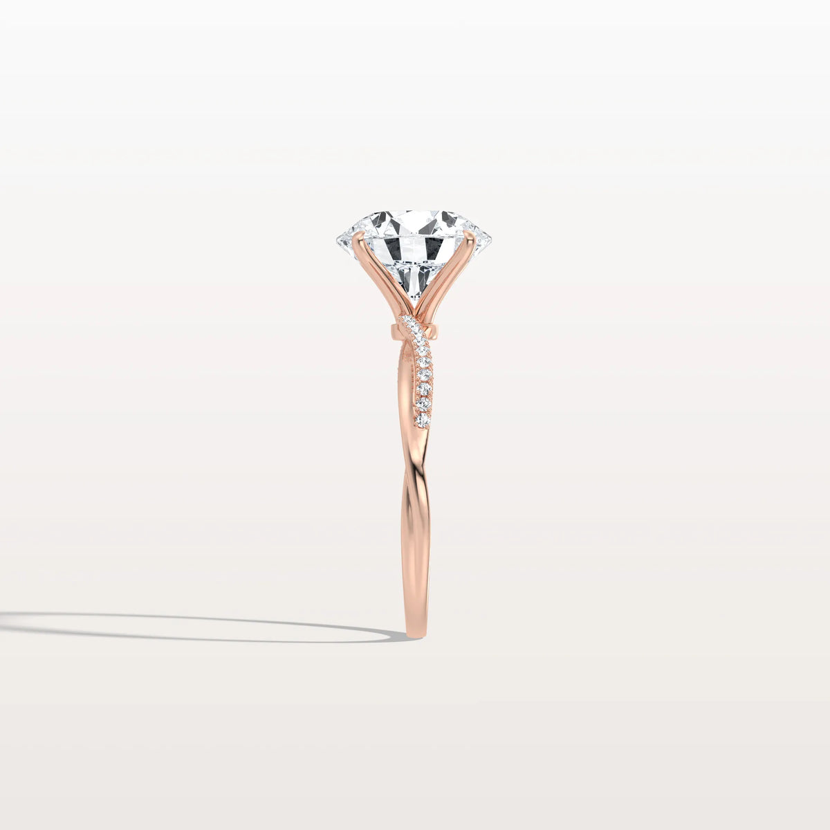 3CT Twisted Engagement Ring with Round Lab Grown Diamond - Rings