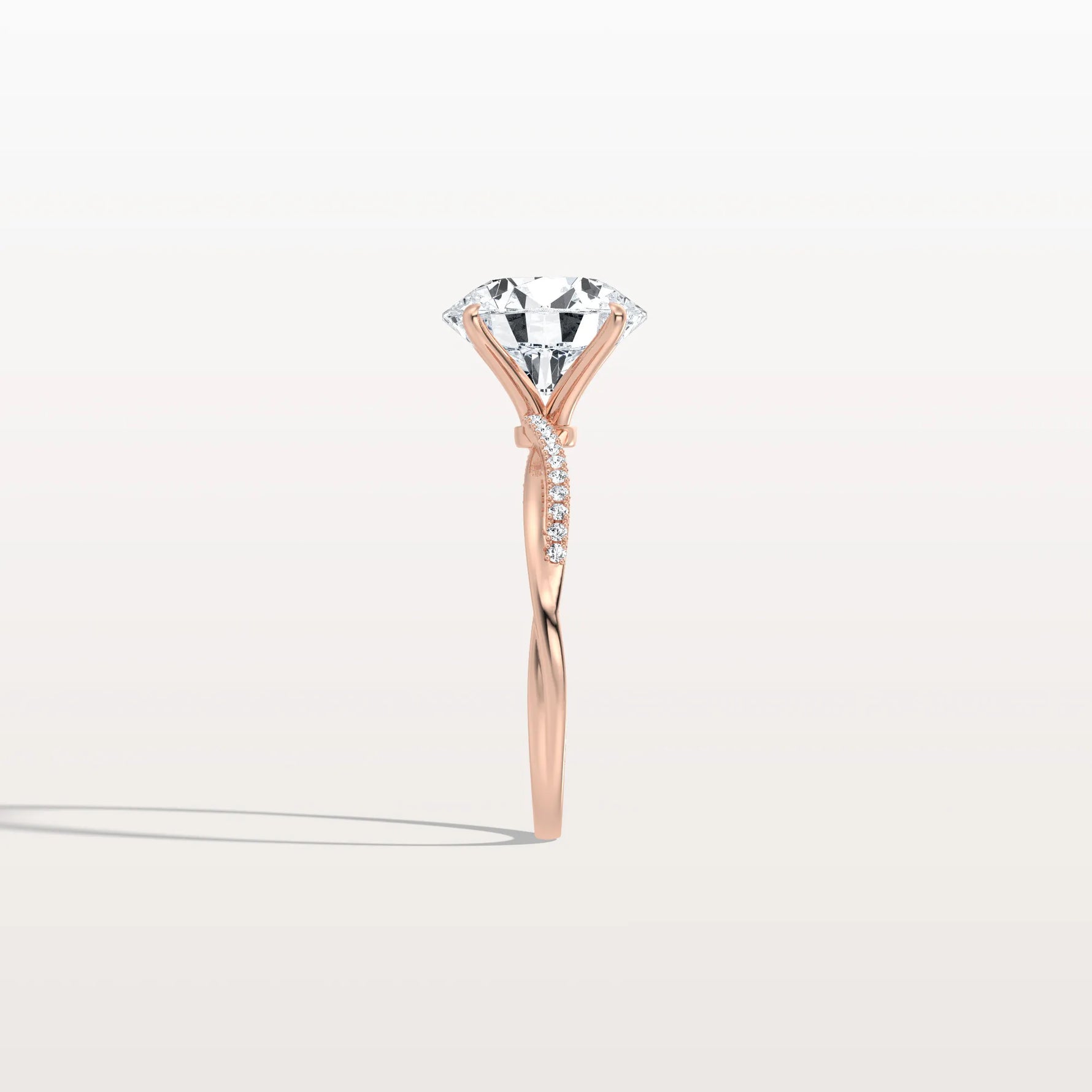 3CT Twisted Engagement Ring with Round Lab Grown Diamond - Rings