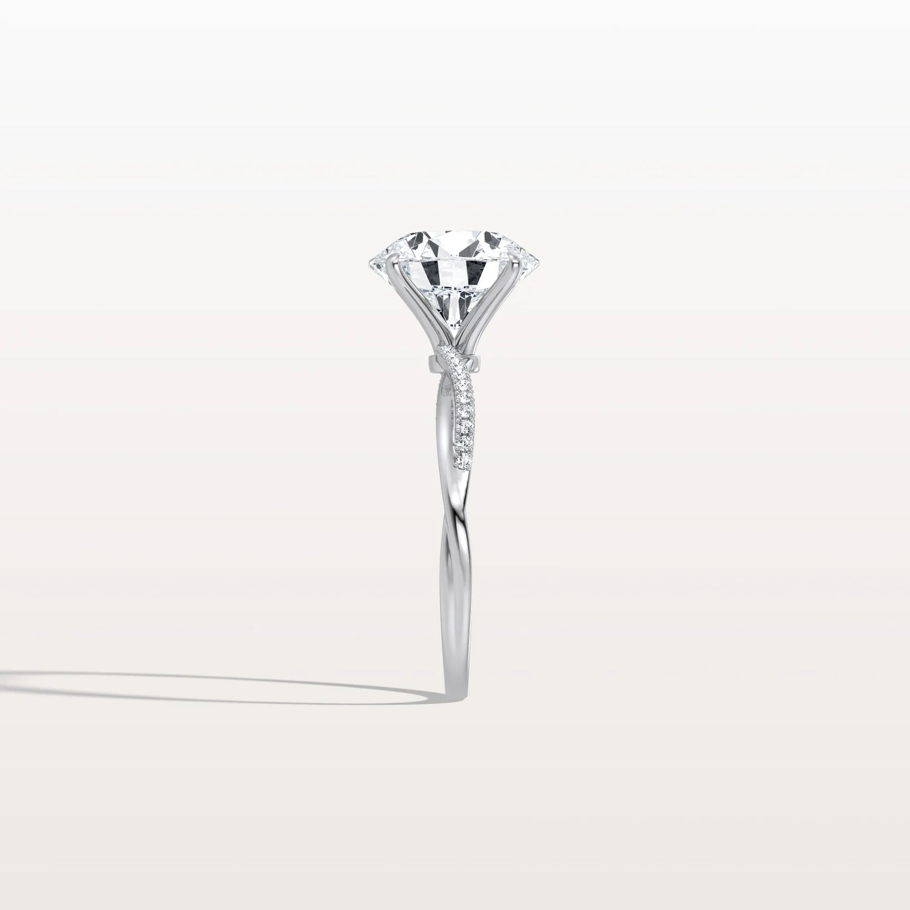 3CT Twisted Engagement Ring with Round Lab Grown Diamond - Rings