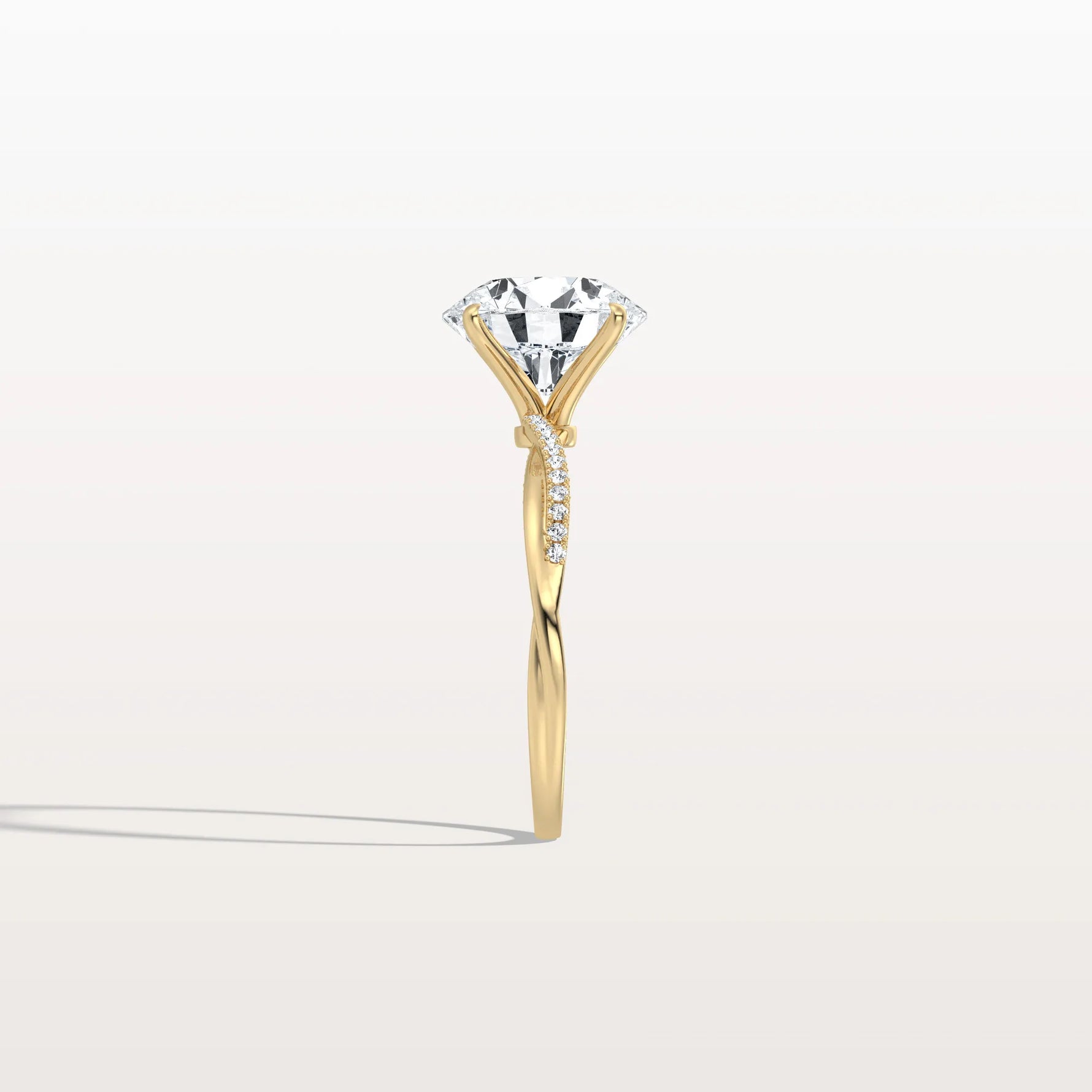 3CT Twisted Engagement Ring with Round Lab Grown Diamond - Rings