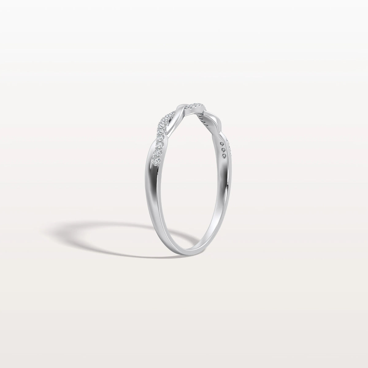 Stackable Pave Twisted Ring - 14K Gold/Platinum Wedding Band - Rings