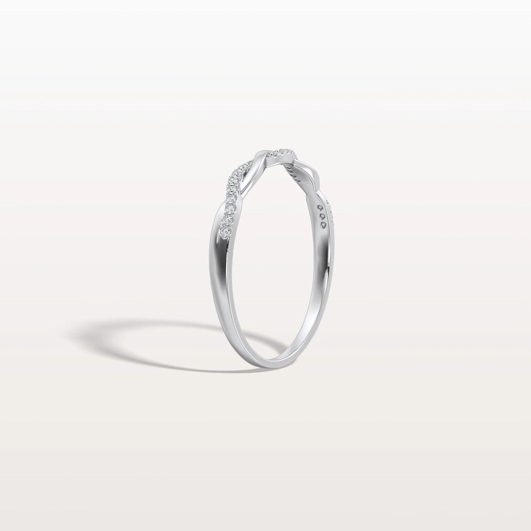 Stackable Pave Twisted Ring - 14K Gold/Platinum Wedding Band - Rings