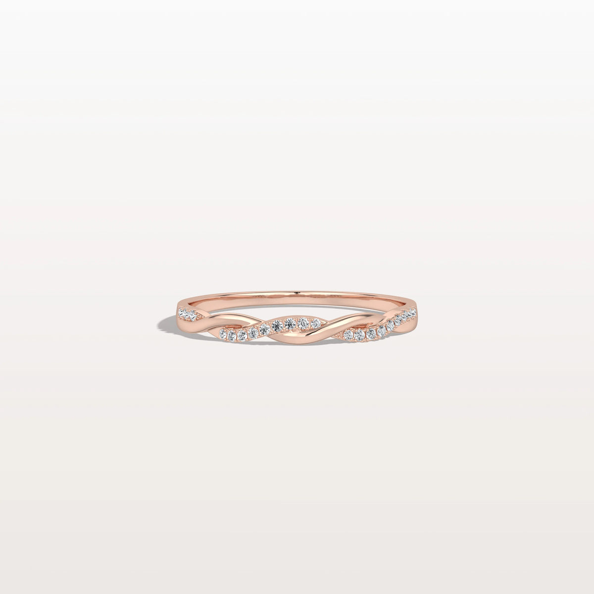Stackable Pave Twisted Ring - 14K Gold/Platinum Wedding Band - Rings