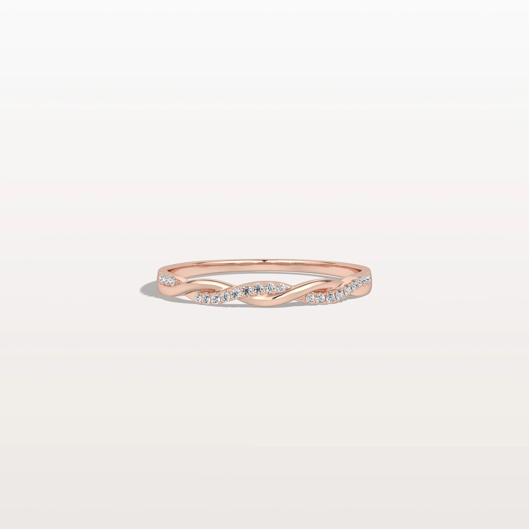 Stackable Pave Twisted Ring - 14K Gold/Platinum Wedding Band - Rings