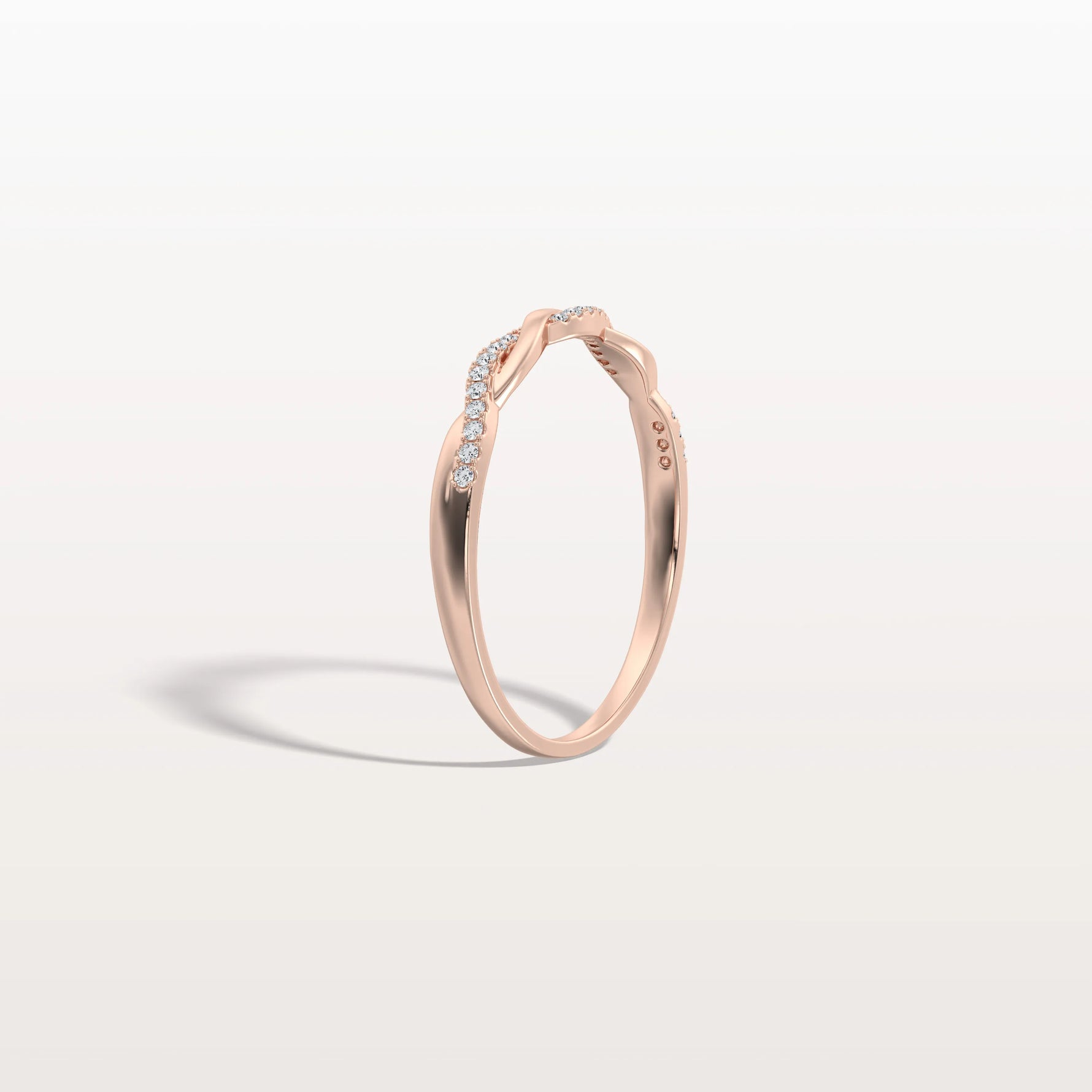 Stackable Pave Twisted Ring - 14K Gold/Platinum Wedding Band - Rings
