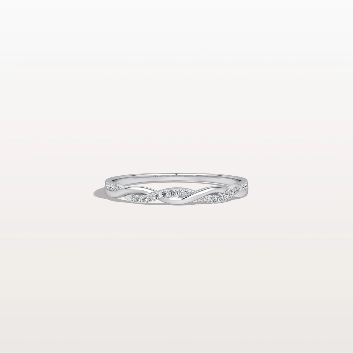 Stackable Pave Twisted Ring - 14K Gold/Platinum Wedding Band - Rings