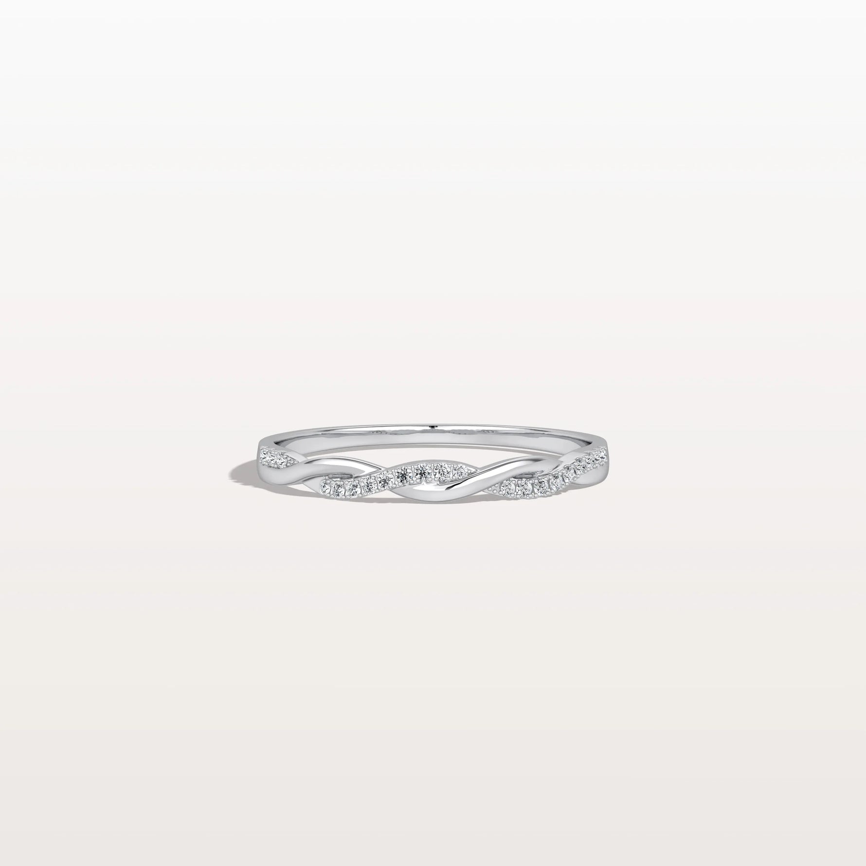 Stackable Pave Twisted Ring - 14K Gold/Platinum Wedding Band - Rings