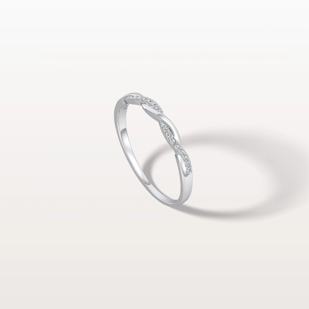 Stackable Pave Twisted Ring - 14K Gold/Platinum Wedding Band - Rings