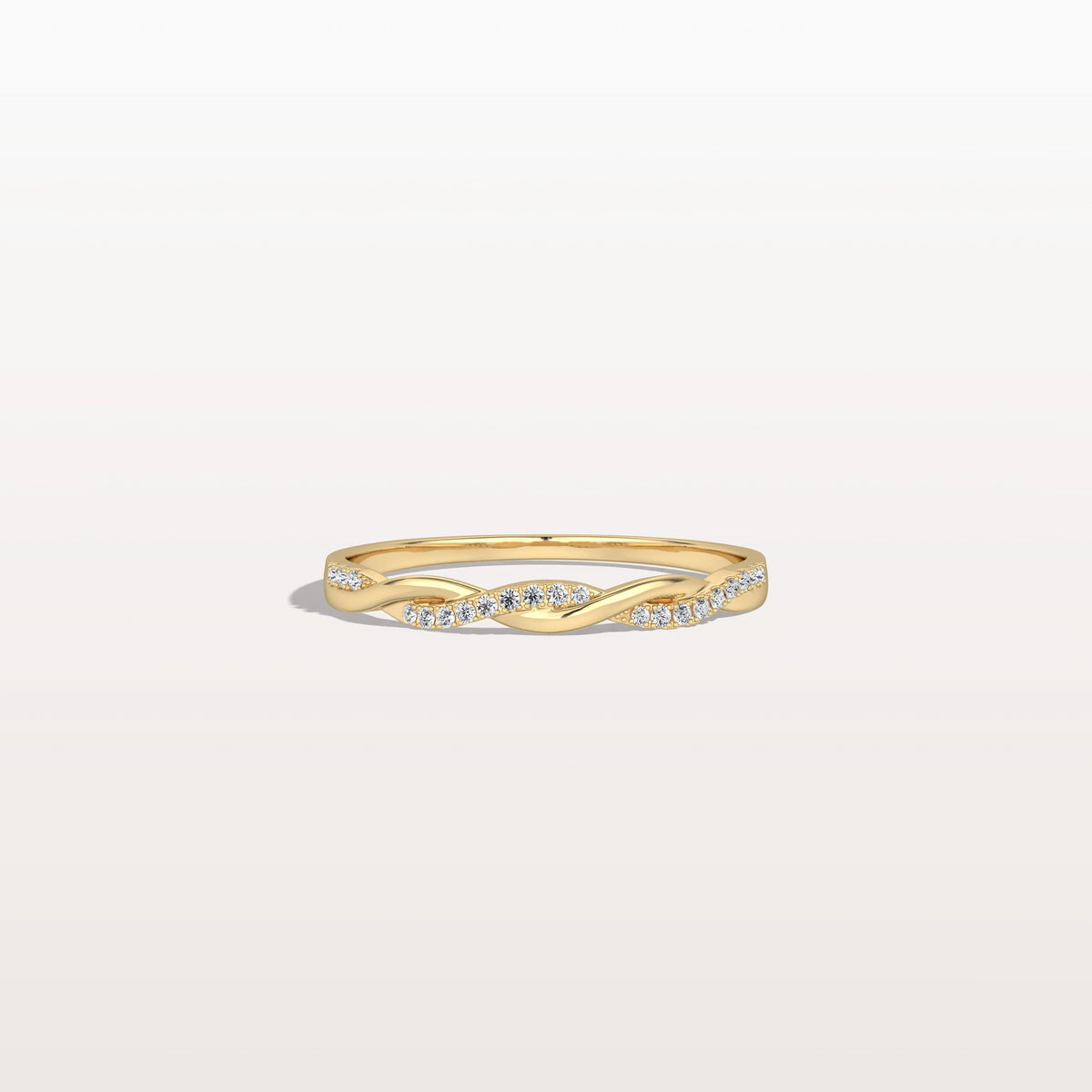 Stackable Pave Twisted Ring - 14K Gold/Platinum Wedding Band - Rings