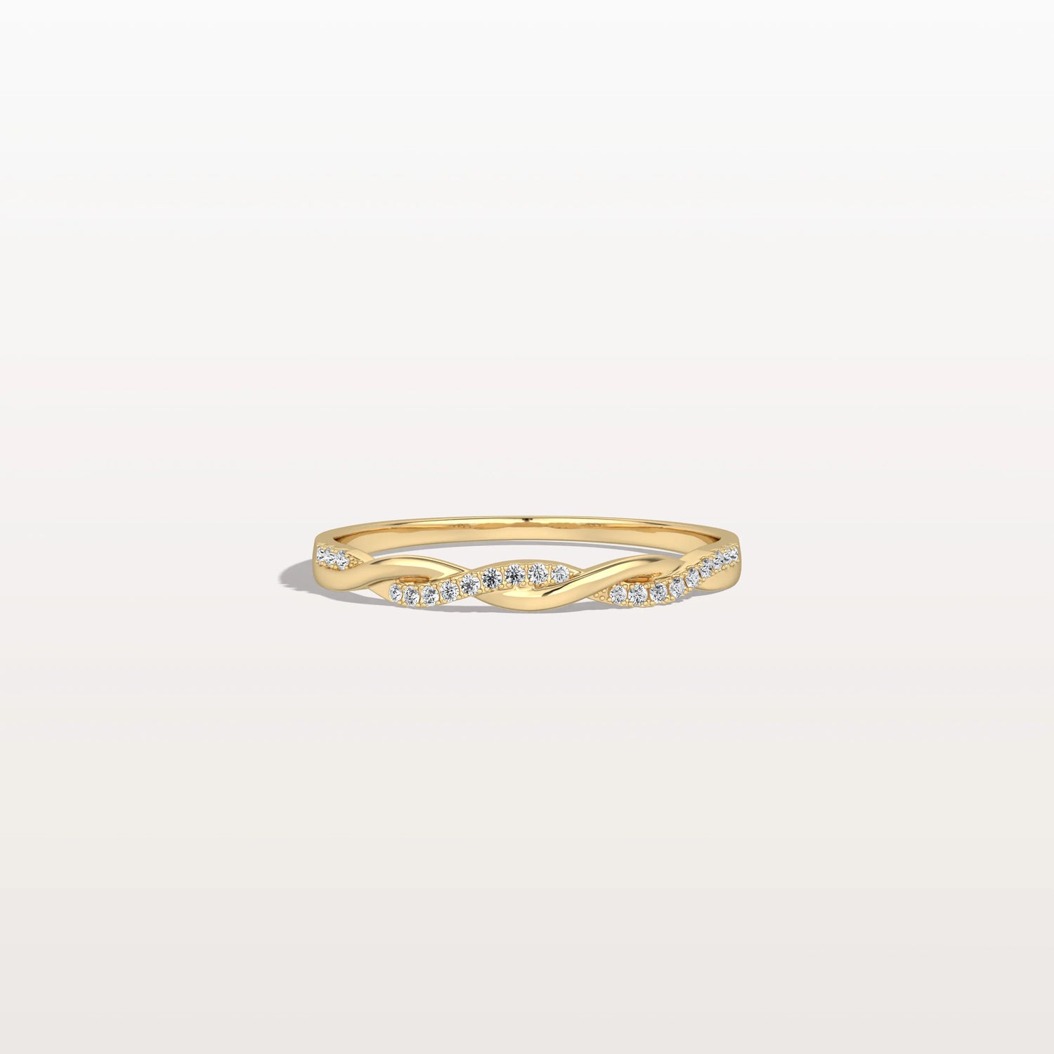 Stackable Pave Twisted Ring - 14K Gold/Platinum Wedding Band - Rings