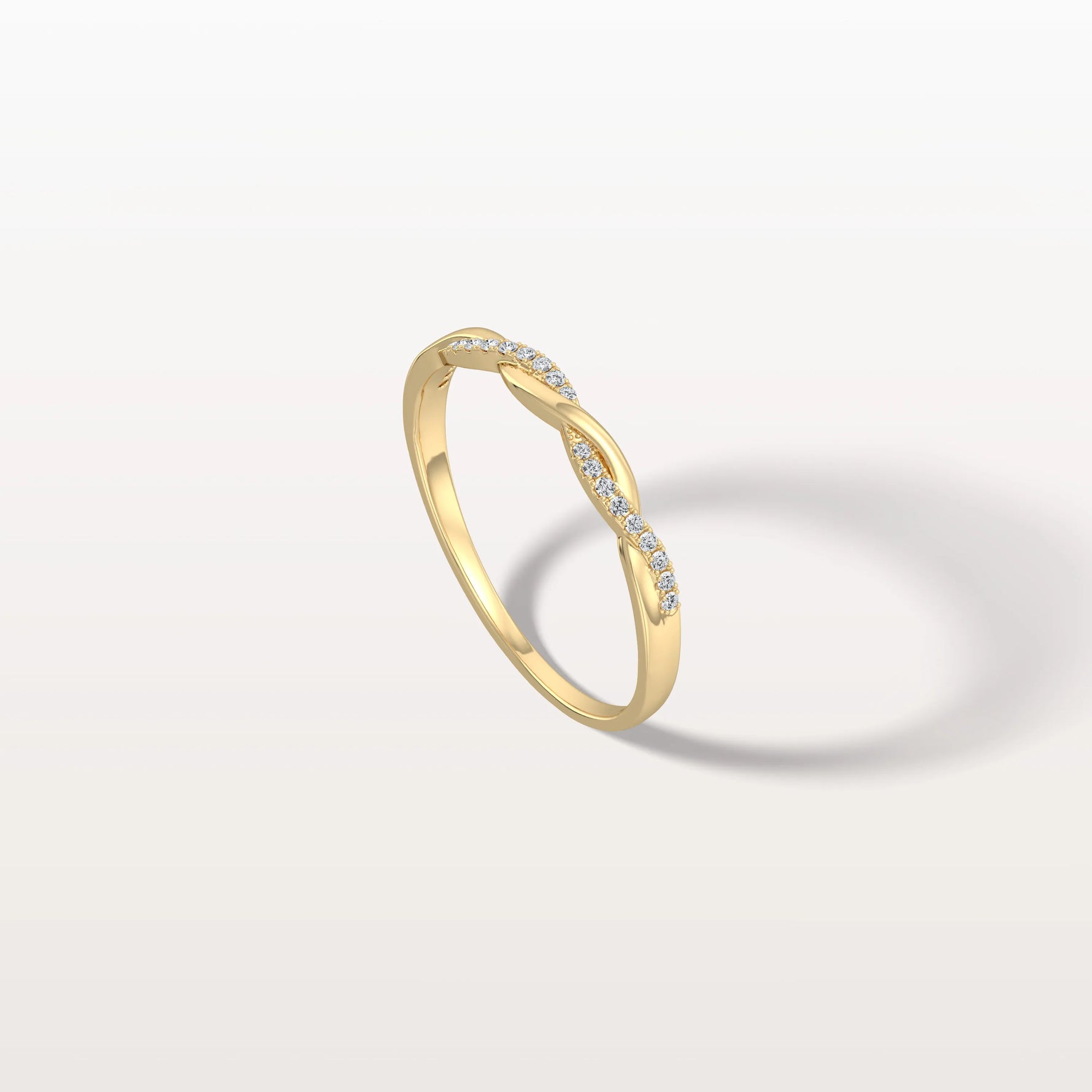 Stackable Pave Twisted Ring - 14K Gold/Platinum Wedding Band - Rings