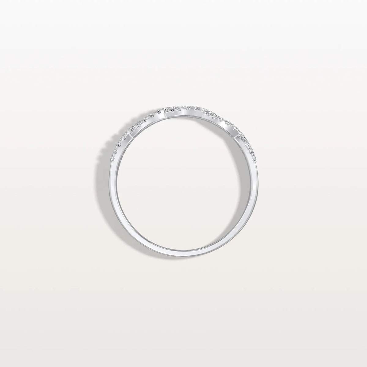 Twisted Pave Wedding Band - Stackable 14K Gold/Platinum Ring - Rings