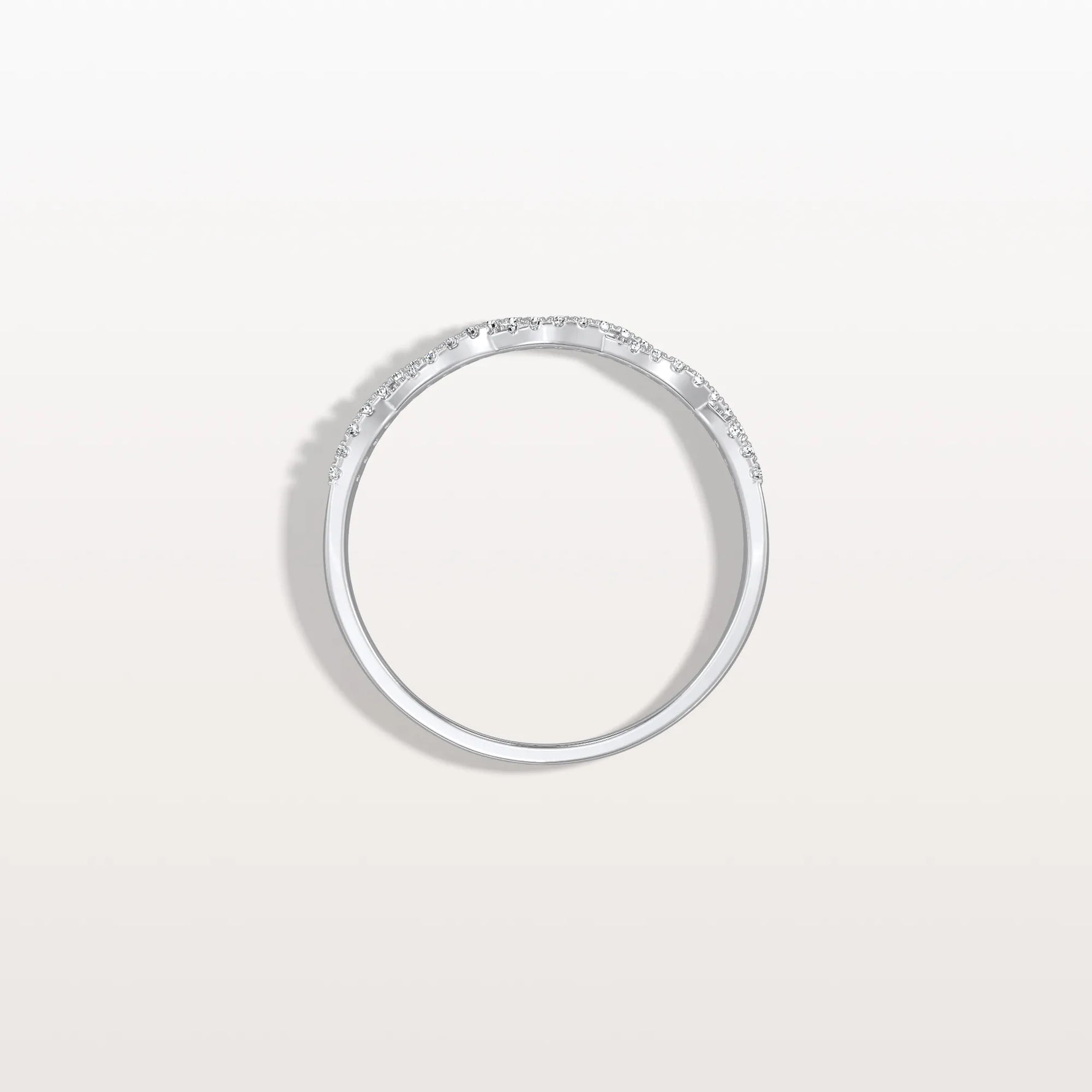 Twisted Pave Wedding Band - Stackable 14K Gold/Platinum Ring - Rings