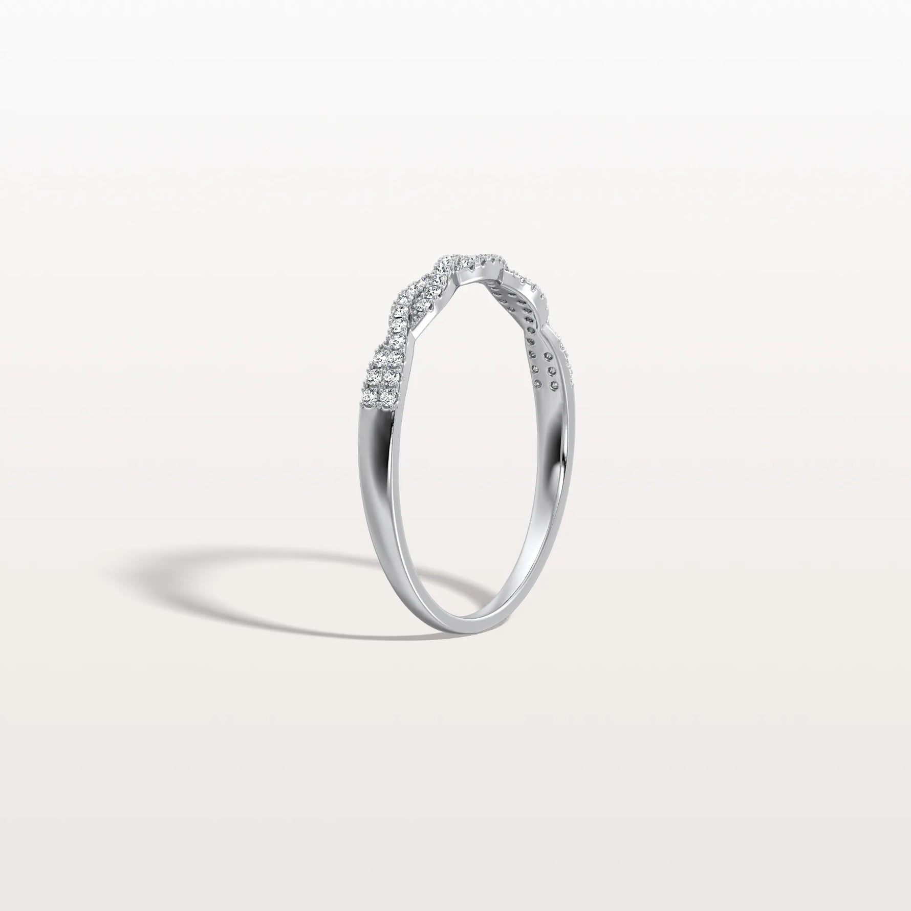 Twisted Pave Wedding Band - Stackable 14K Gold/Platinum Ring - Rings