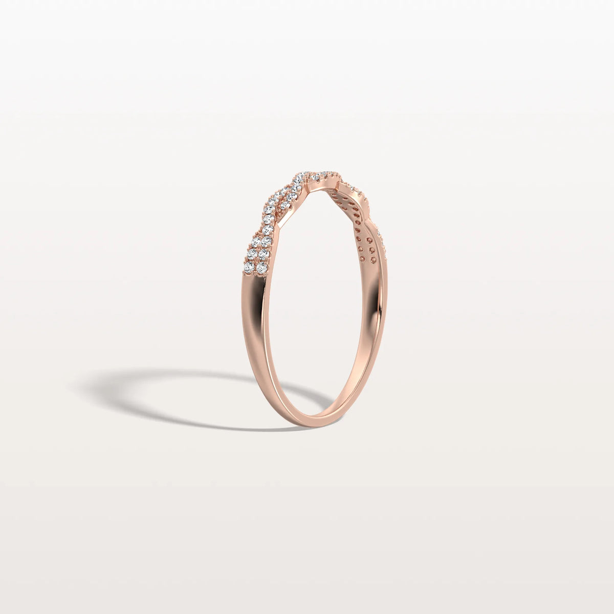 Twisted Pave Wedding Band - Stackable 14K Gold/Platinum Ring - Rings