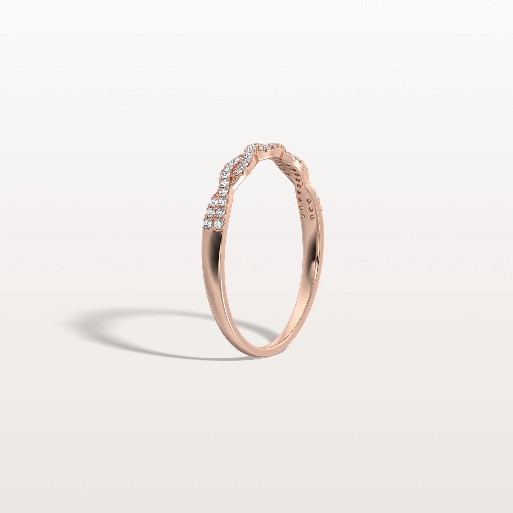 Twisted Pave Wedding Band - Stackable 14K Gold/Platinum Ring - Rings
