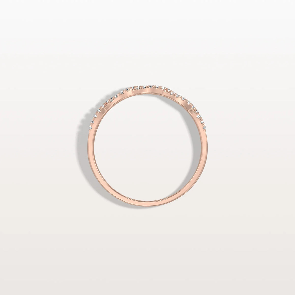 Twisted Pave Wedding Band - Stackable 14K Gold/Platinum Ring - Rings