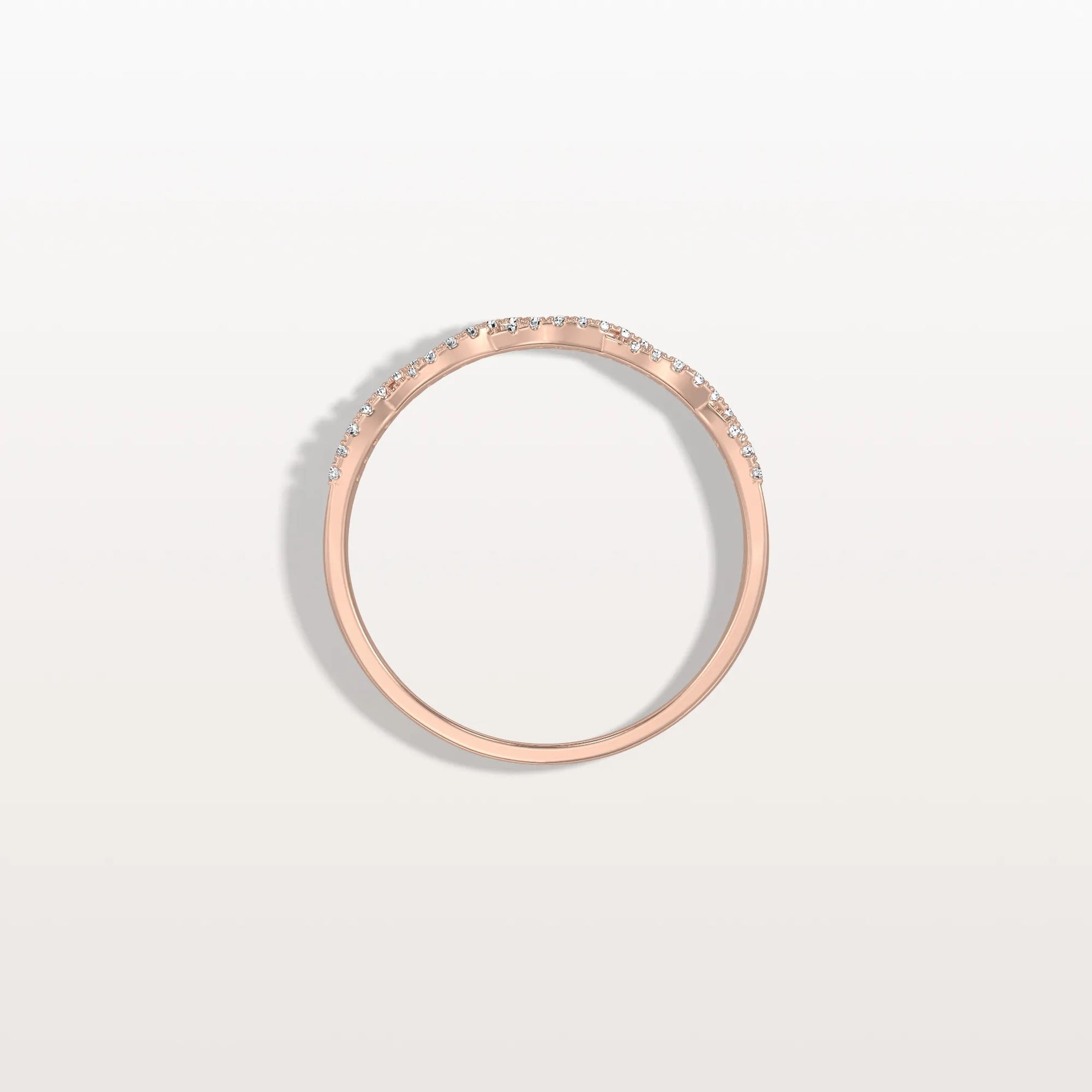 Twisted Pave Wedding Band - Stackable 14K Gold/Platinum Ring - Rings