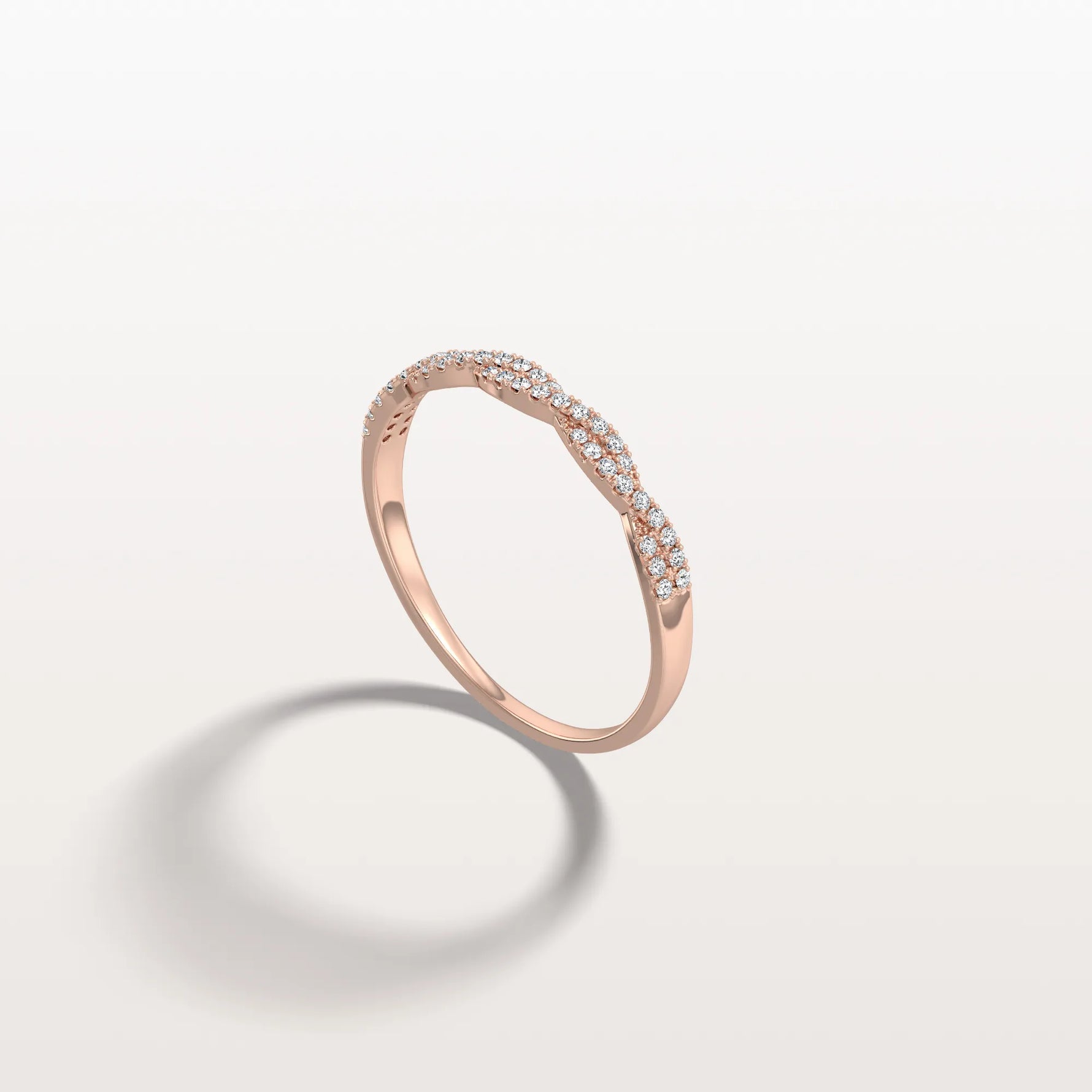Twisted Pave Wedding Band - Stackable 14K Gold/Platinum Ring - Rings