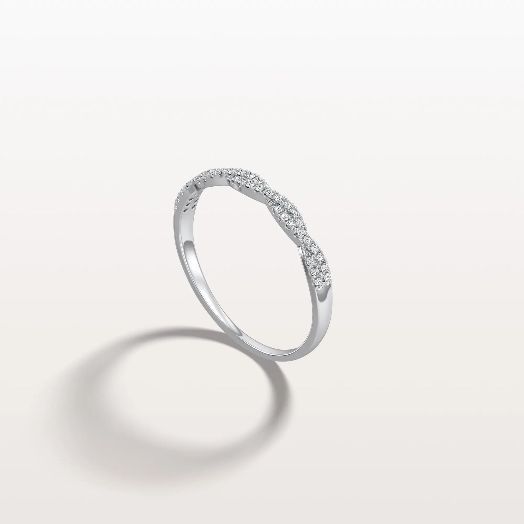 Twisted Pave Wedding Band - Stackable 14K Gold/Platinum Ring - Rings