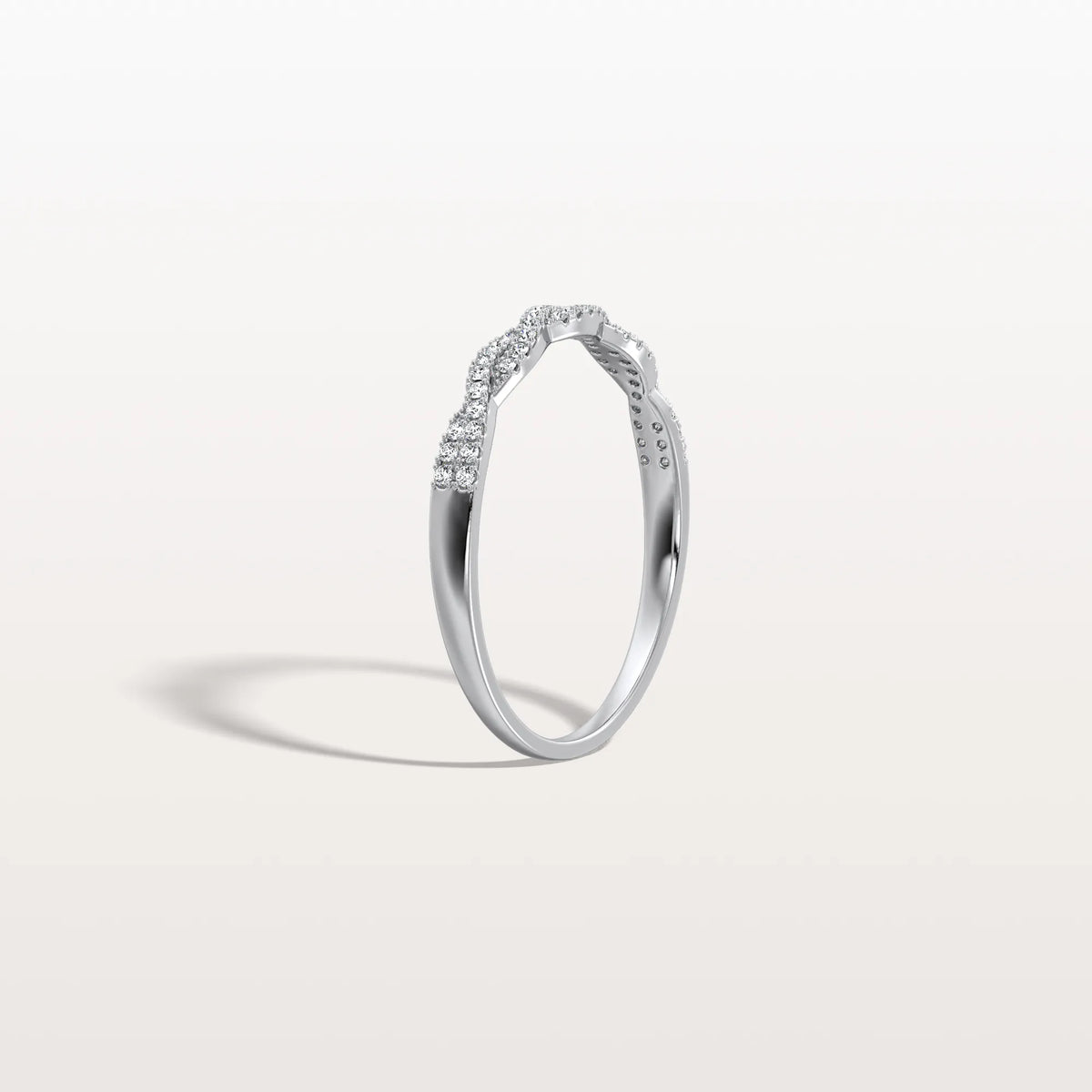 Twisted Pave Wedding Band - Stackable 14K Gold/Platinum Ring - Rings