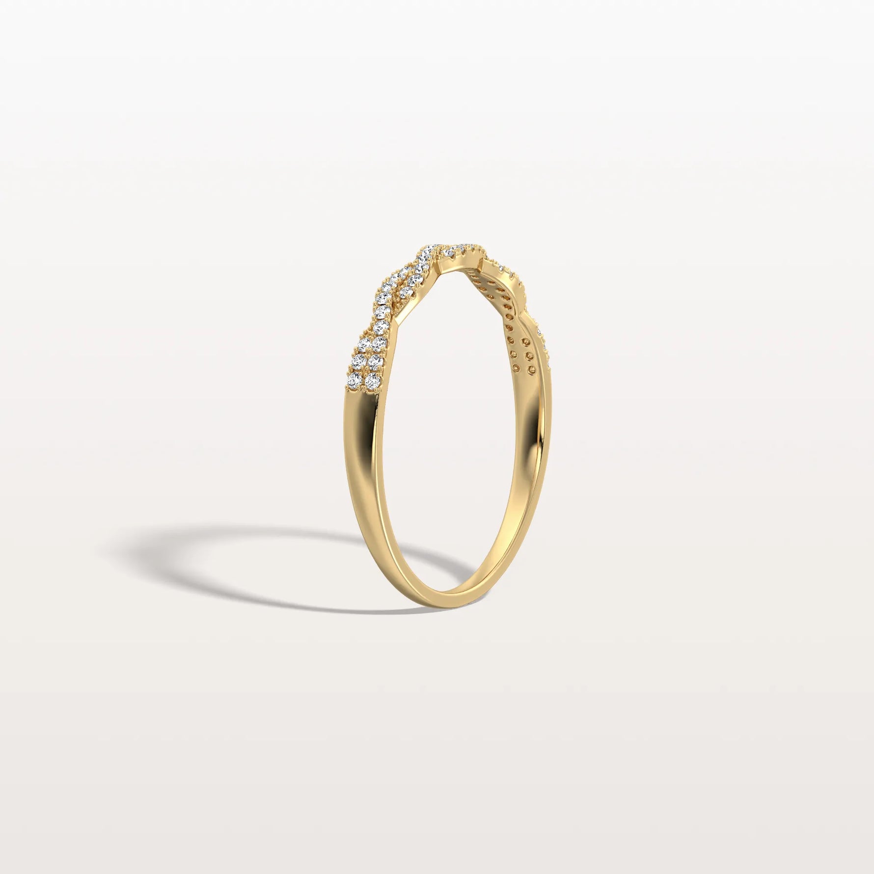 Twisted Pave Wedding Band - Stackable 14K Gold/Platinum Ring - Rings