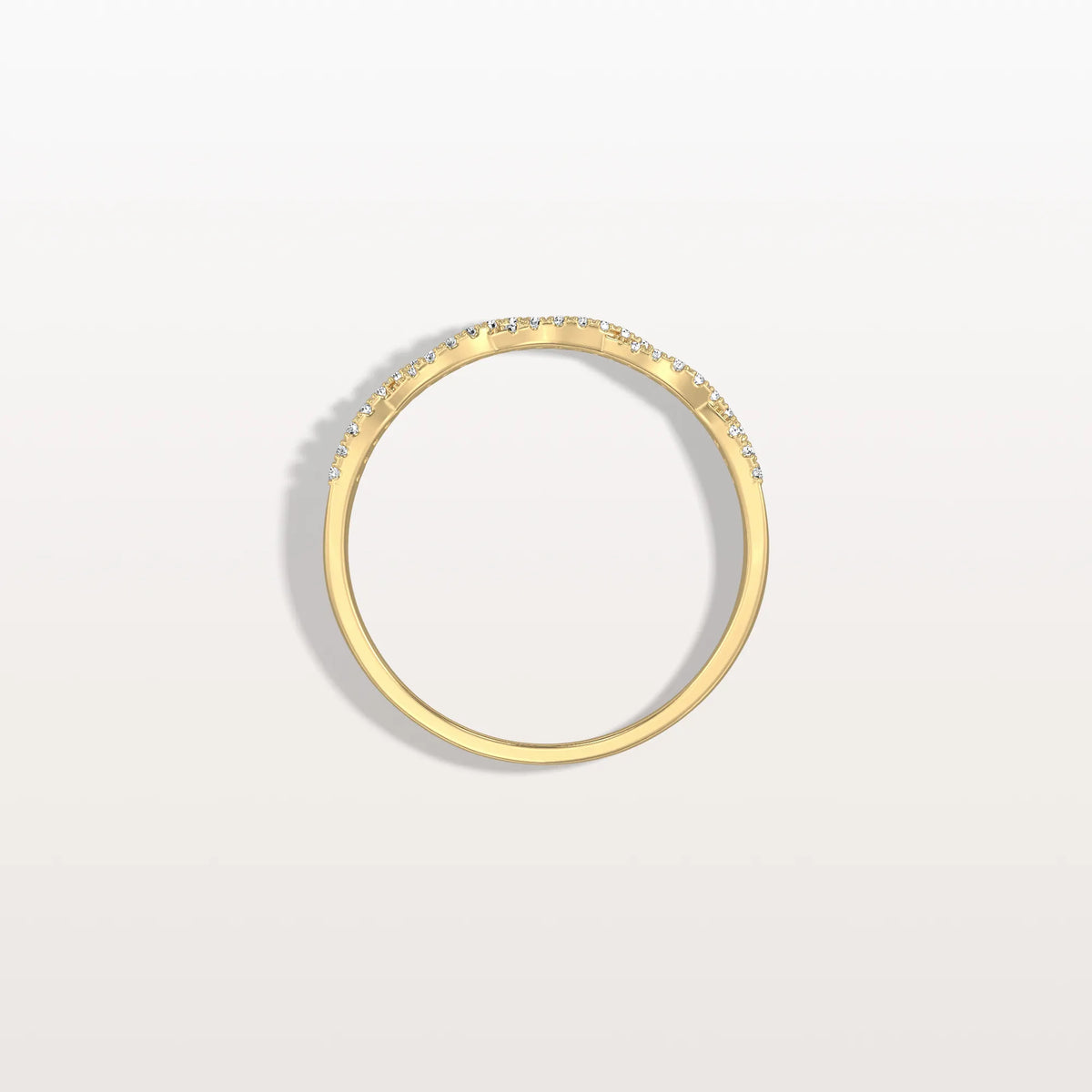 Twisted Pave Wedding Band - Stackable 14K Gold/Platinum Ring - Rings