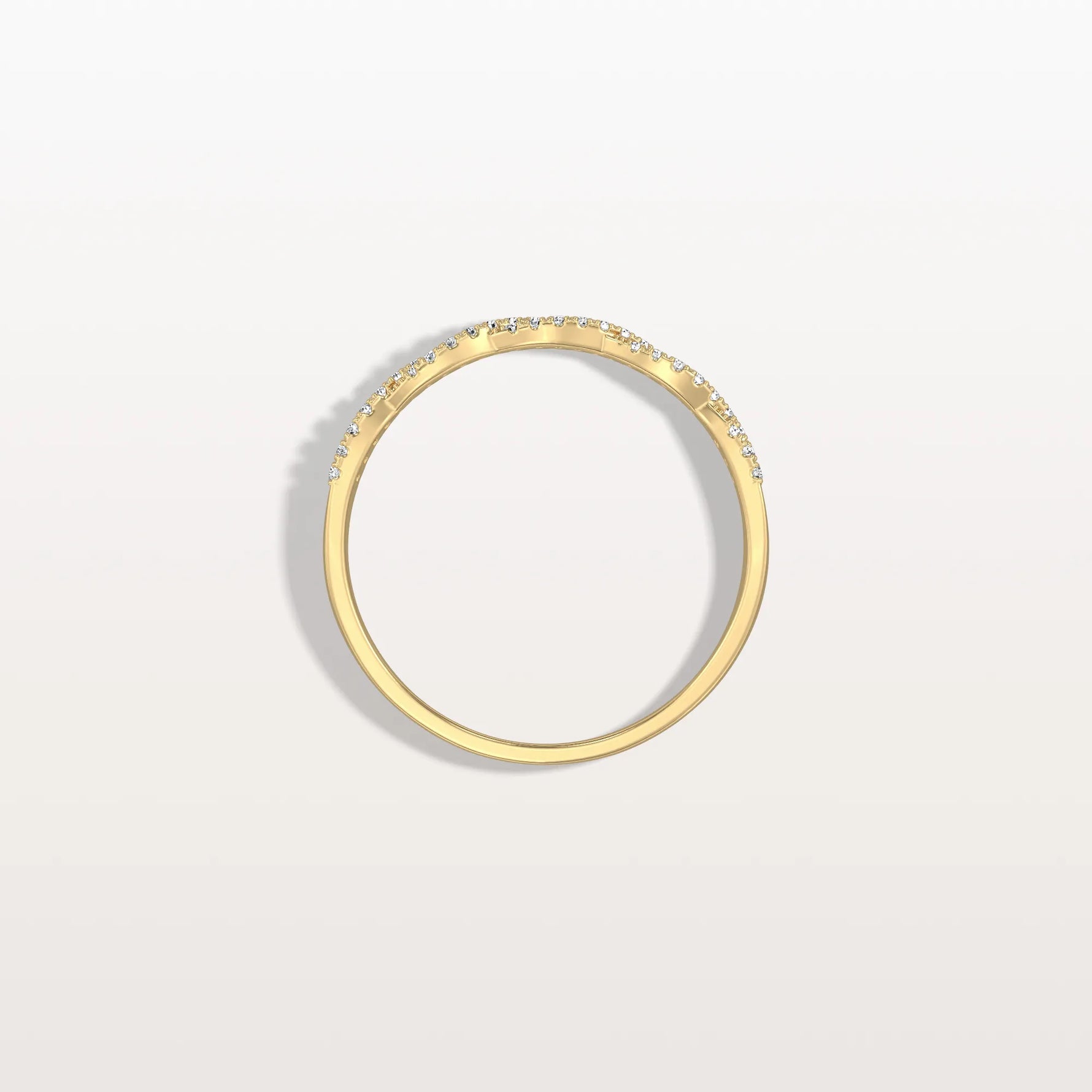 Twisted Pave Wedding Band - Stackable 14K Gold/Platinum Ring - Rings