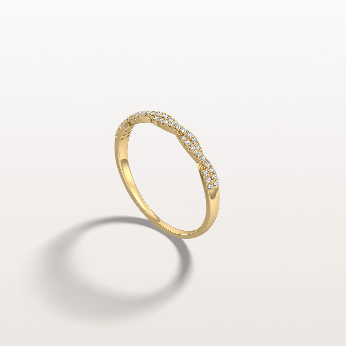 Twisted Pave Wedding Band - Stackable 14K Gold/Platinum Ring - Rings