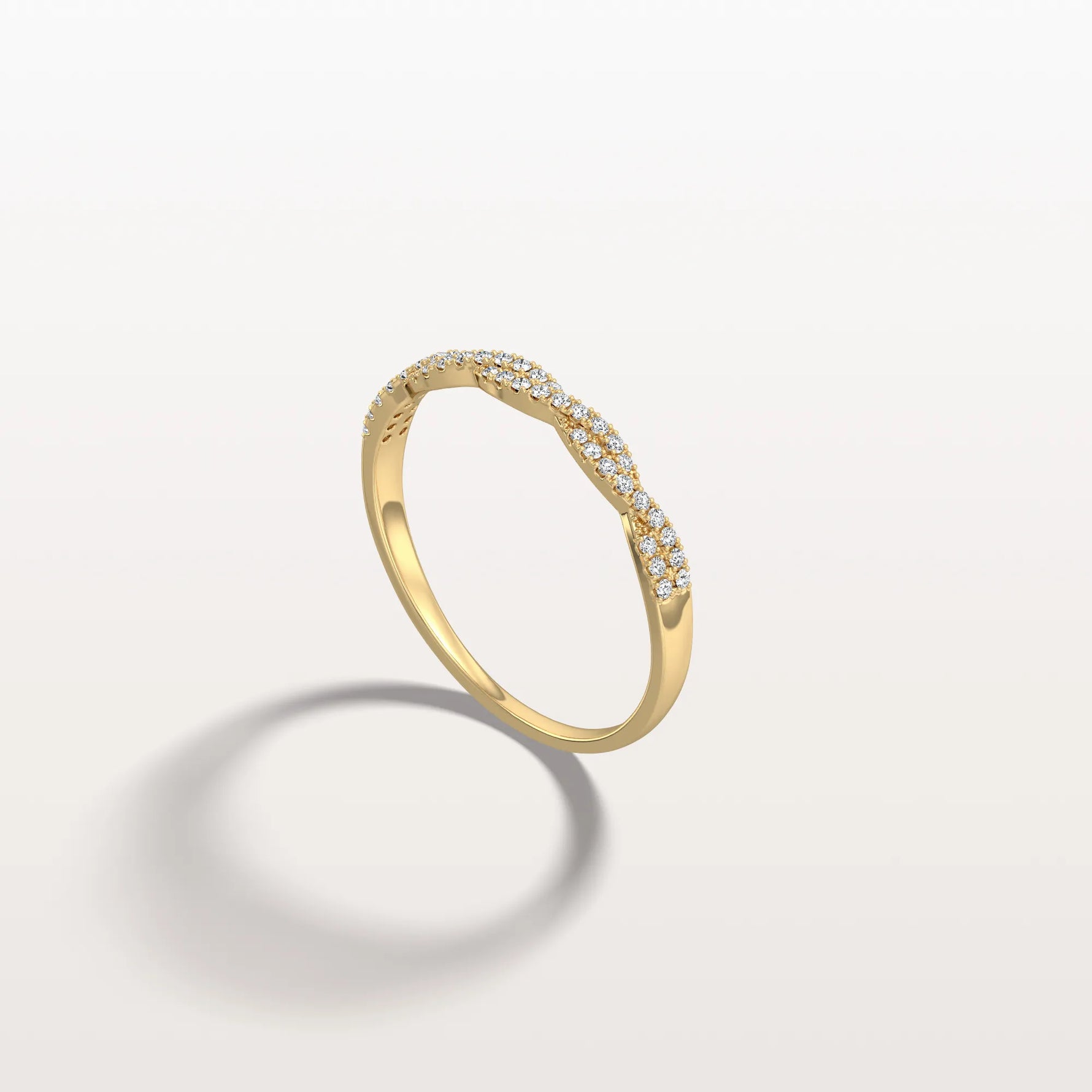 Twisted Pave Wedding Band - Stackable 14K Gold/Platinum Ring - Rings